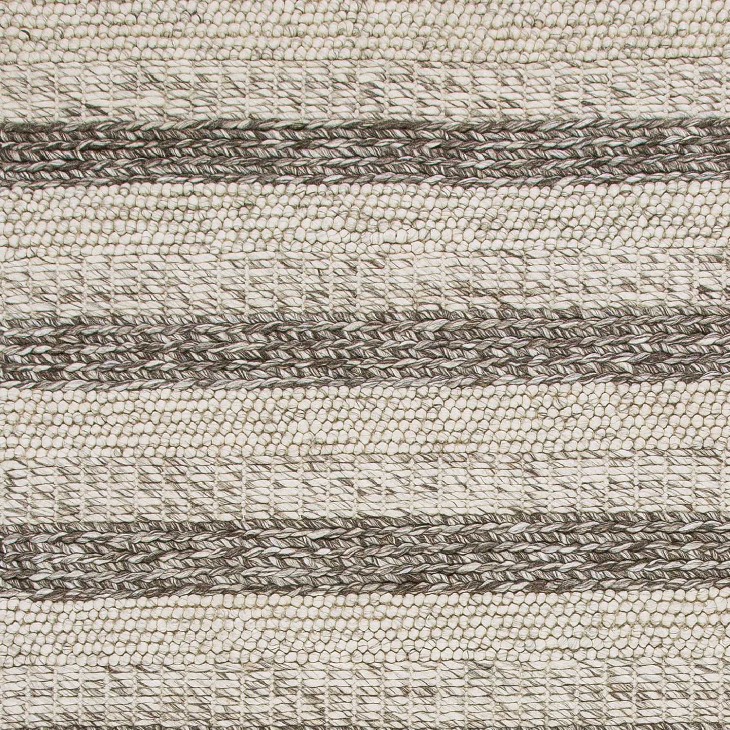 5'X7' Grey White Hand Woven Knobby Stripes Indoor Area Rug