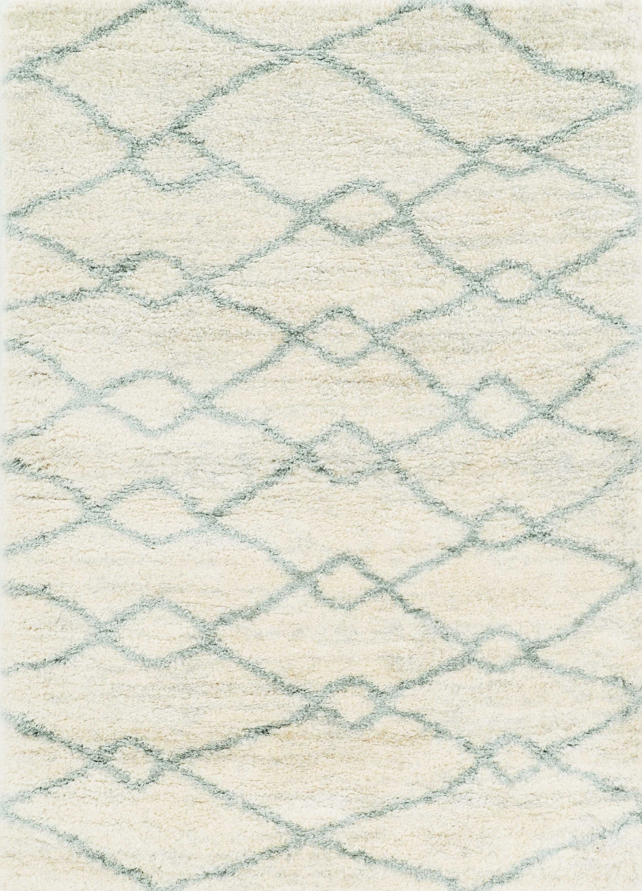 9'X13' Ivory Grey Machine Woven Chain Link Indoor Area Rug