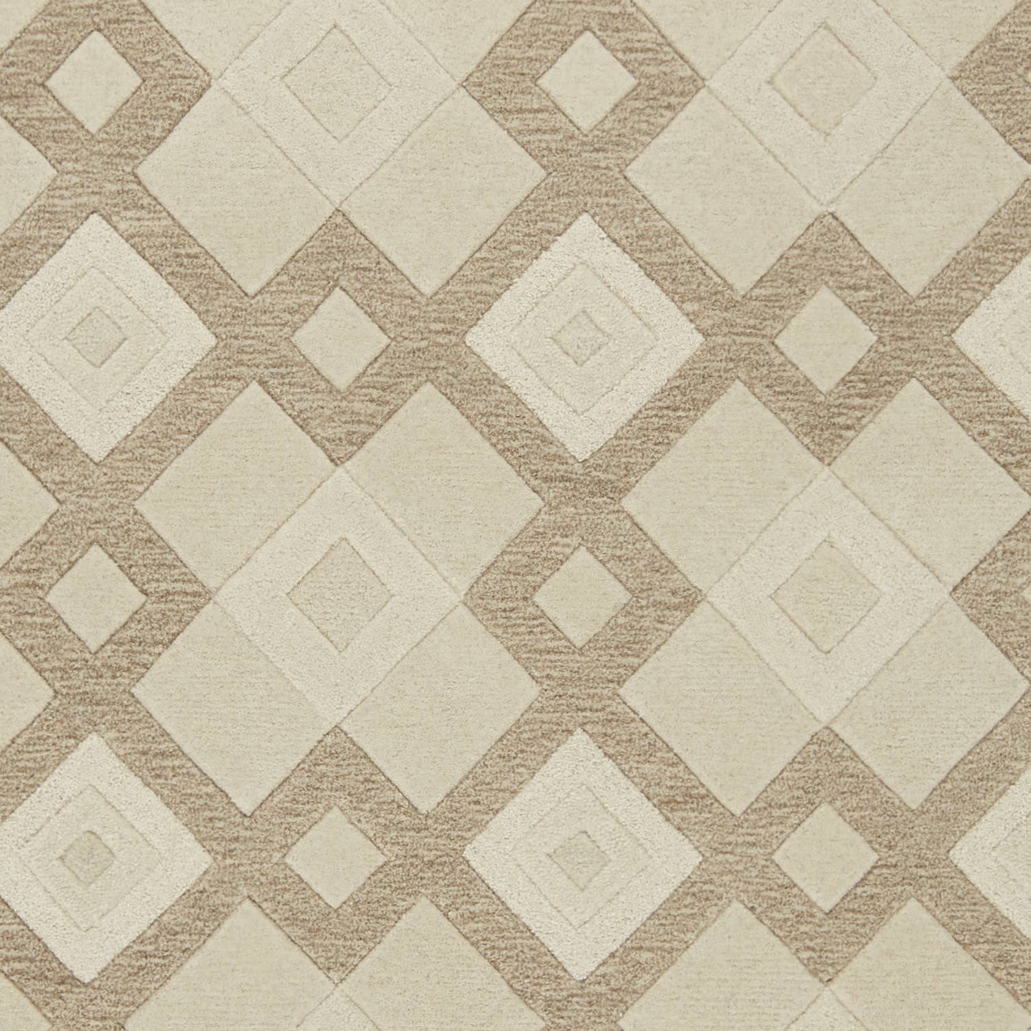 8'X11' Ivory Hand Tufted Geometric Diamond Pattern Indoor Area Rug