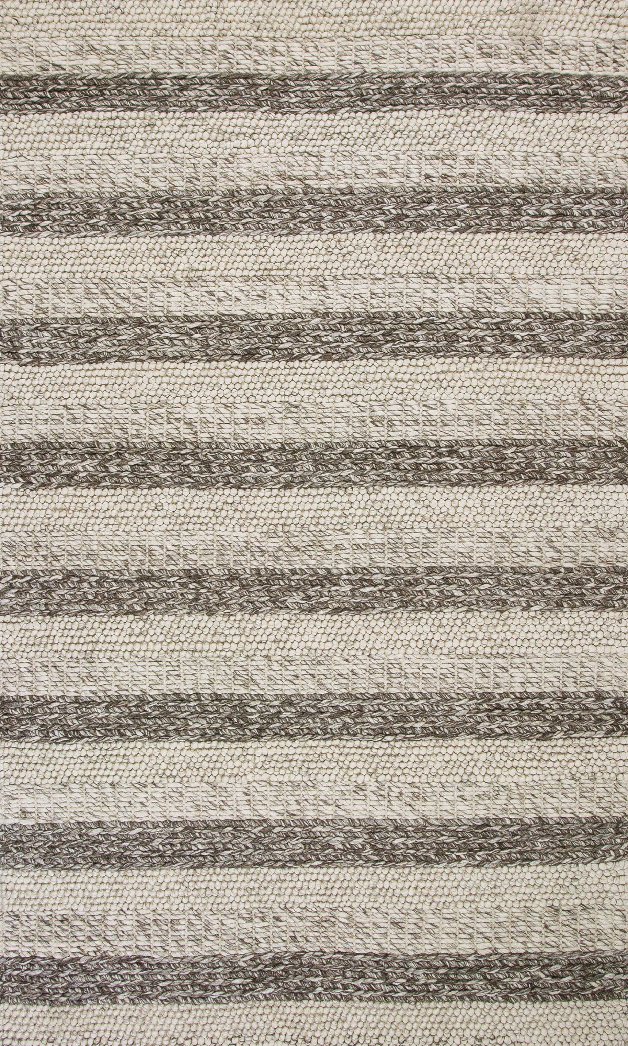 8'X10' Grey White Hand Woven Knobby Stripes Indoor Area Rug