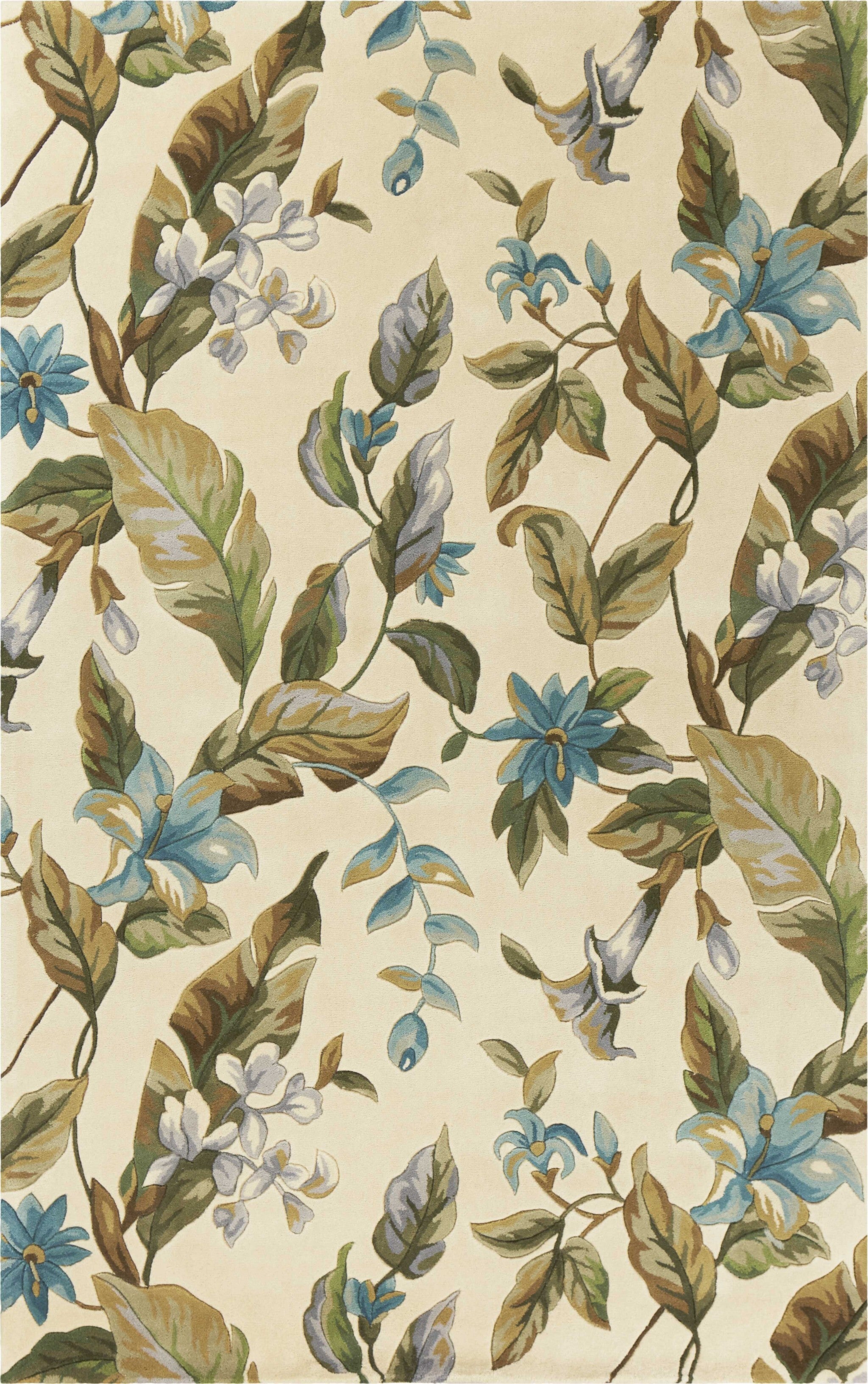 7' X 10'  Wool Ivory Or Teal Area Rug