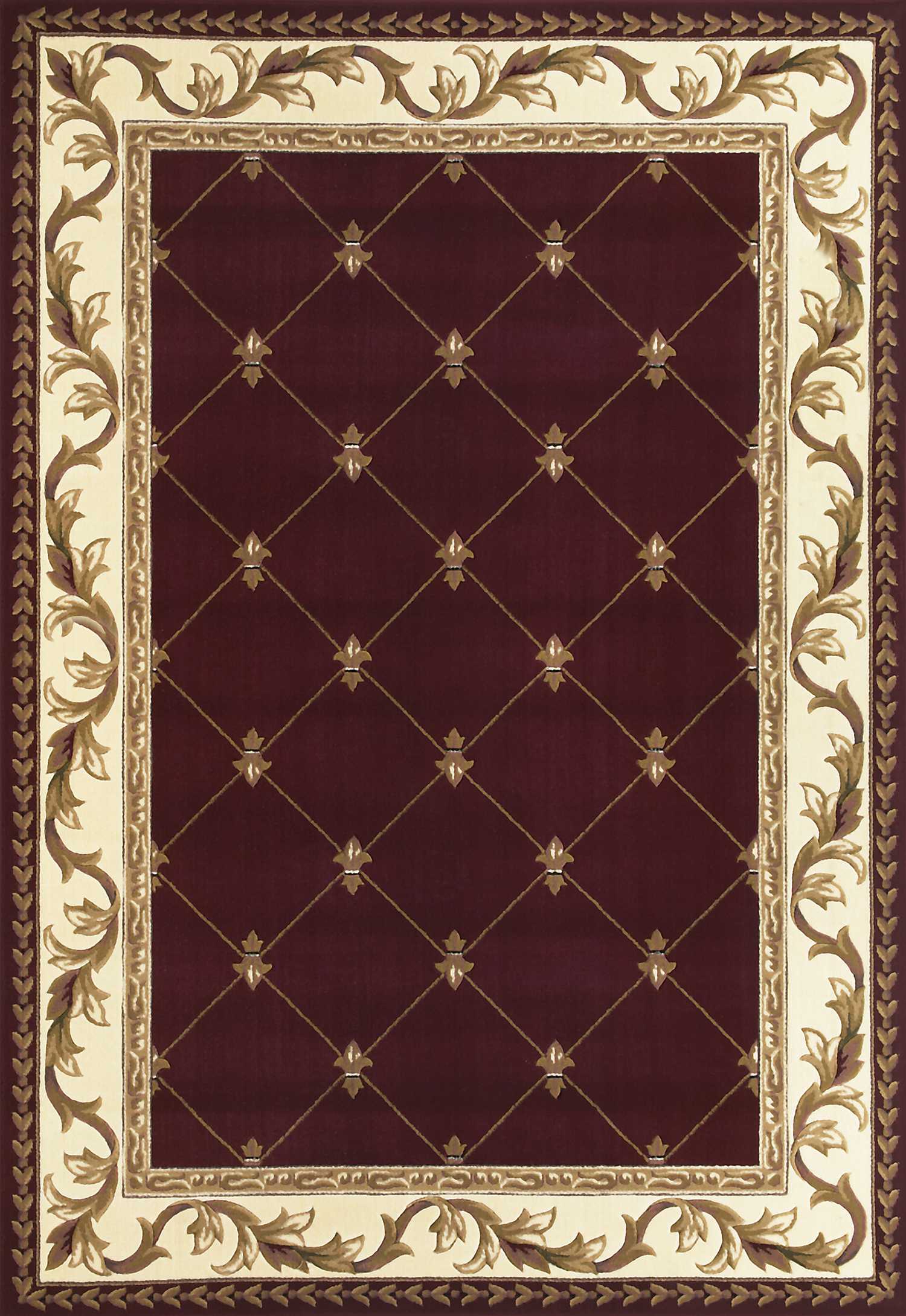 10'X13' Red Machine Woven Fleur De Lis Indoor Area Rug