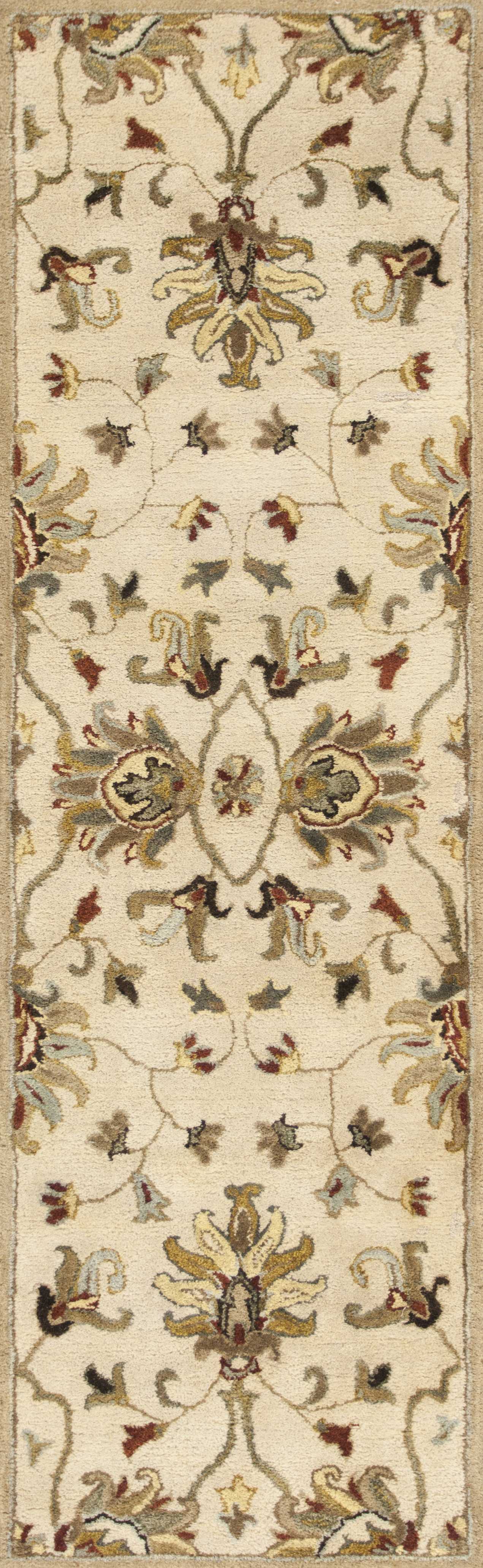 2' X 7' Champagne Floral Vine Wool Runner Rug