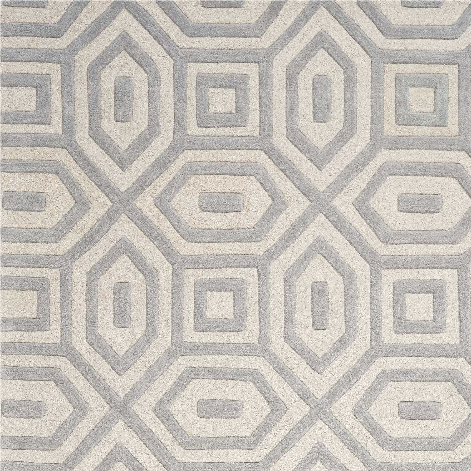 3'X5' Grey Hand Tufted Geometric Indoor Area Rug