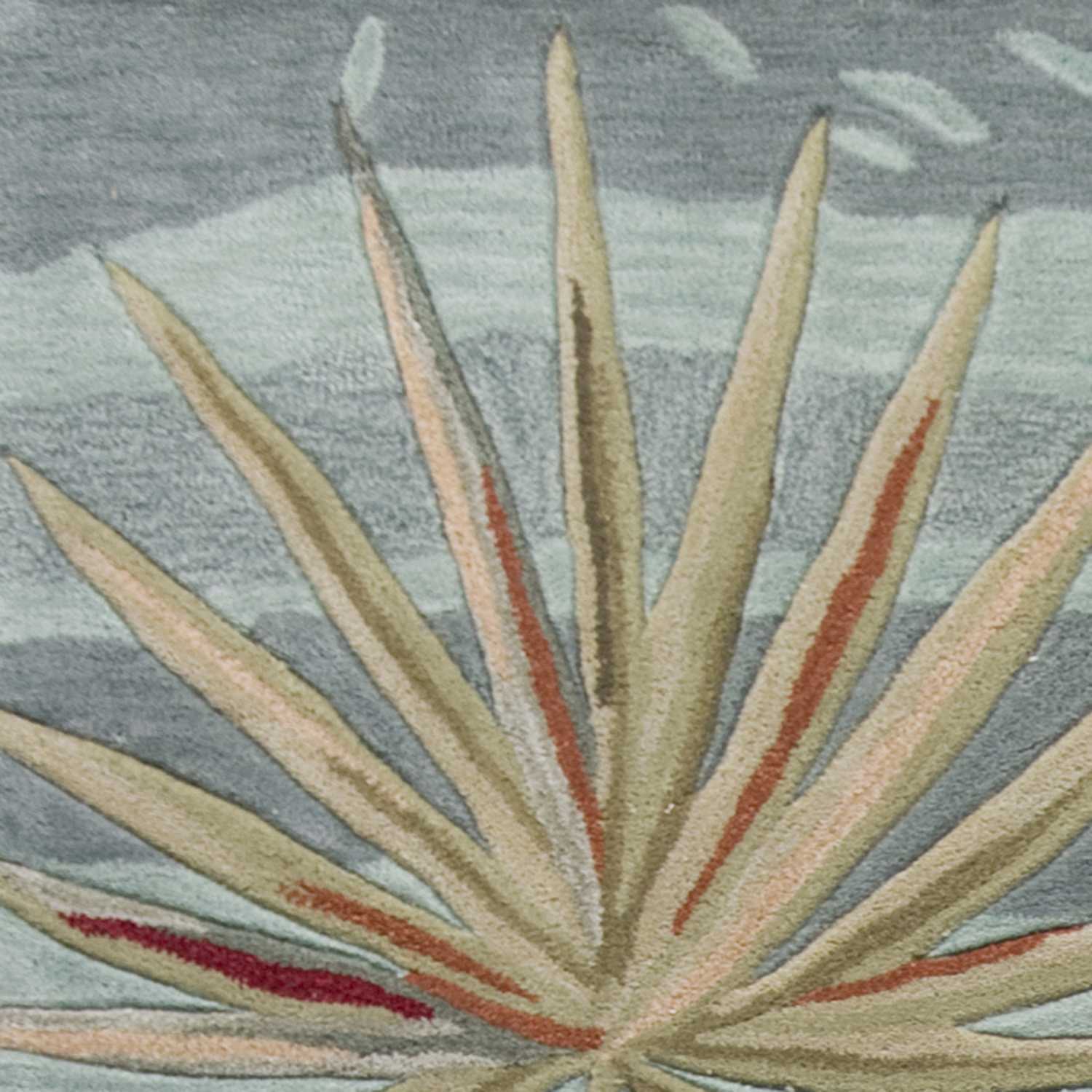 3'X5' Seafoam Green Hand Tufted Tropical Plants Round Indoor Area Rug