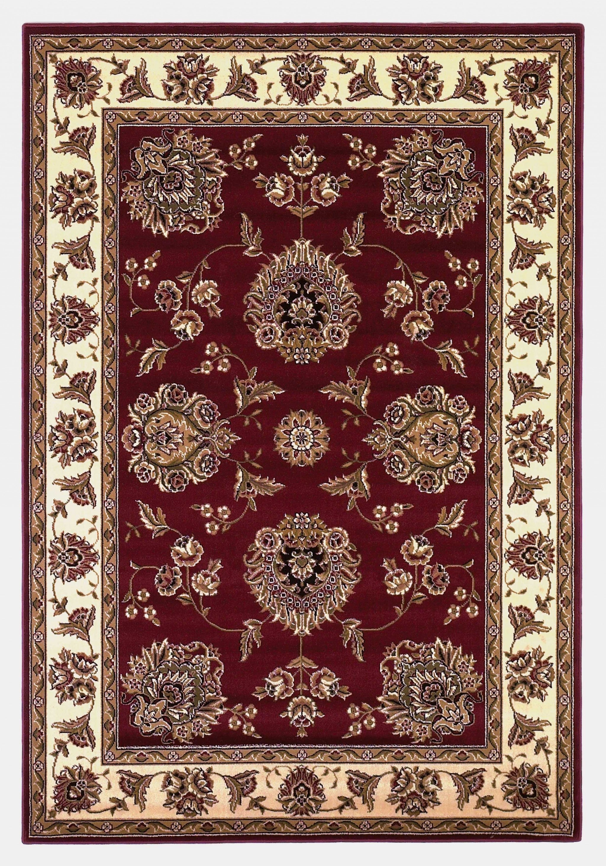 5' X 8' Red Or Ivory Floral Bordered Area Rug