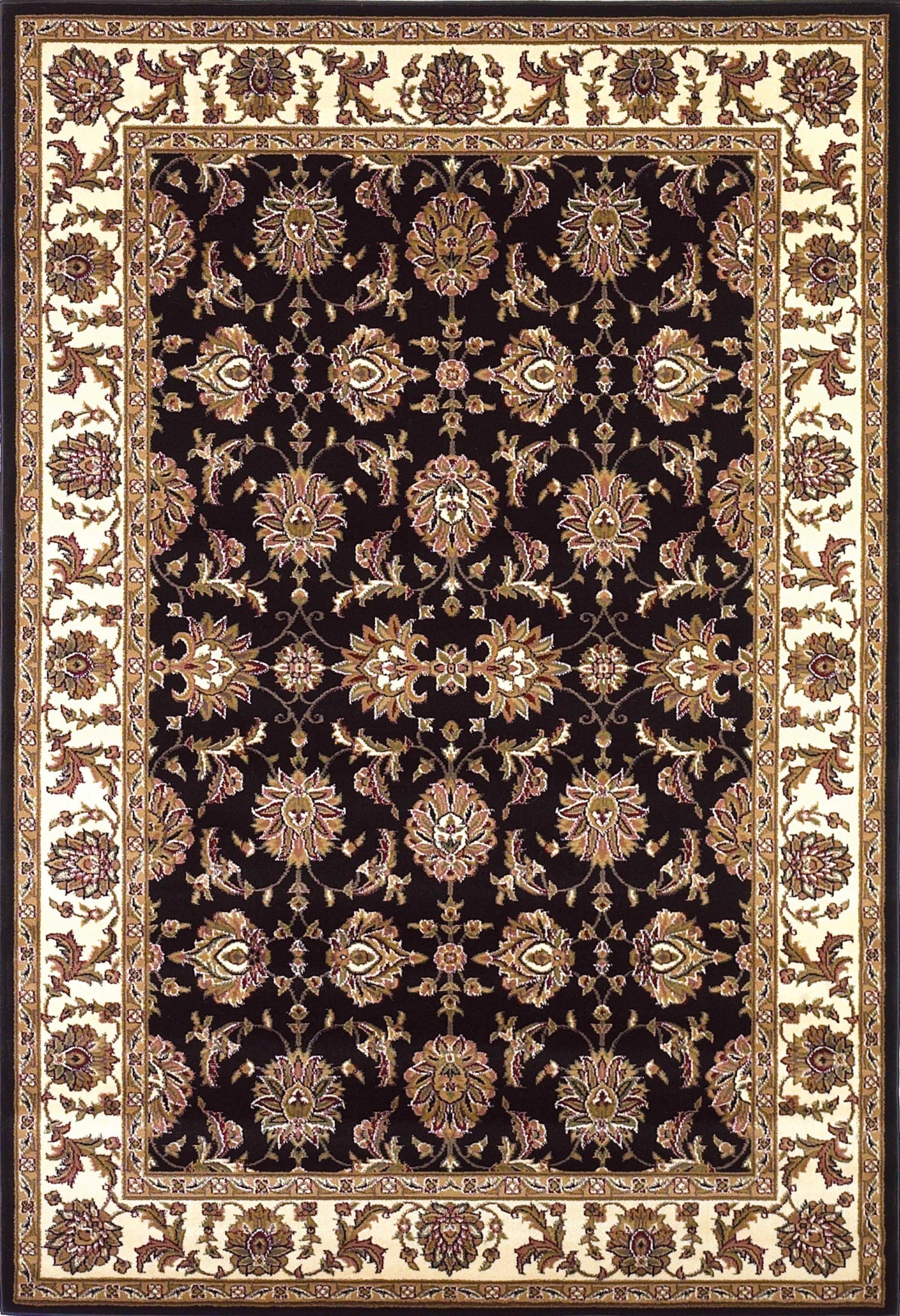 5' X 8' Black Or Ivory Floral Bordered Area Rug