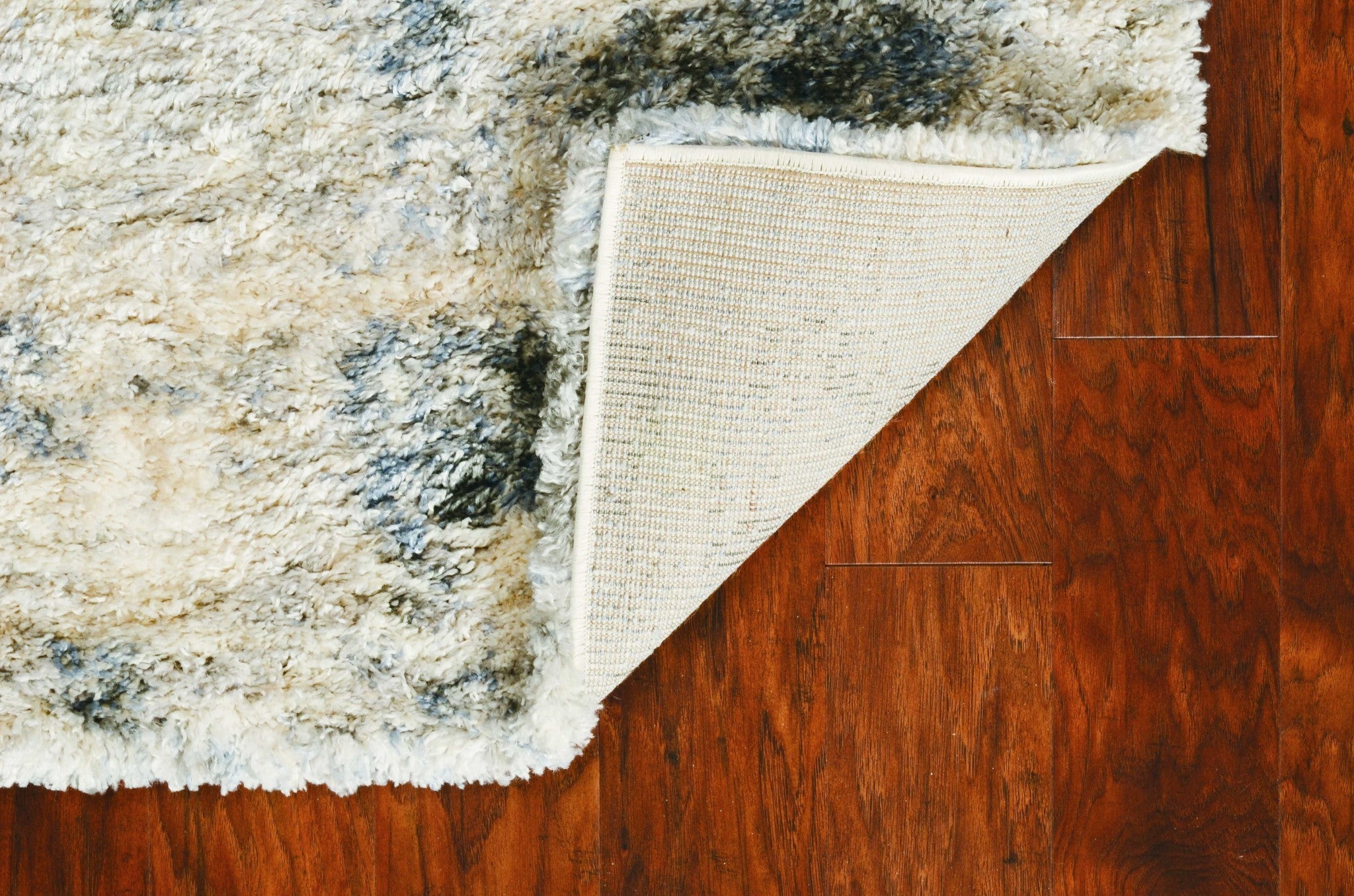 5'X8' Ivory Blue Machine Woven Abstract Indoor Area Rug