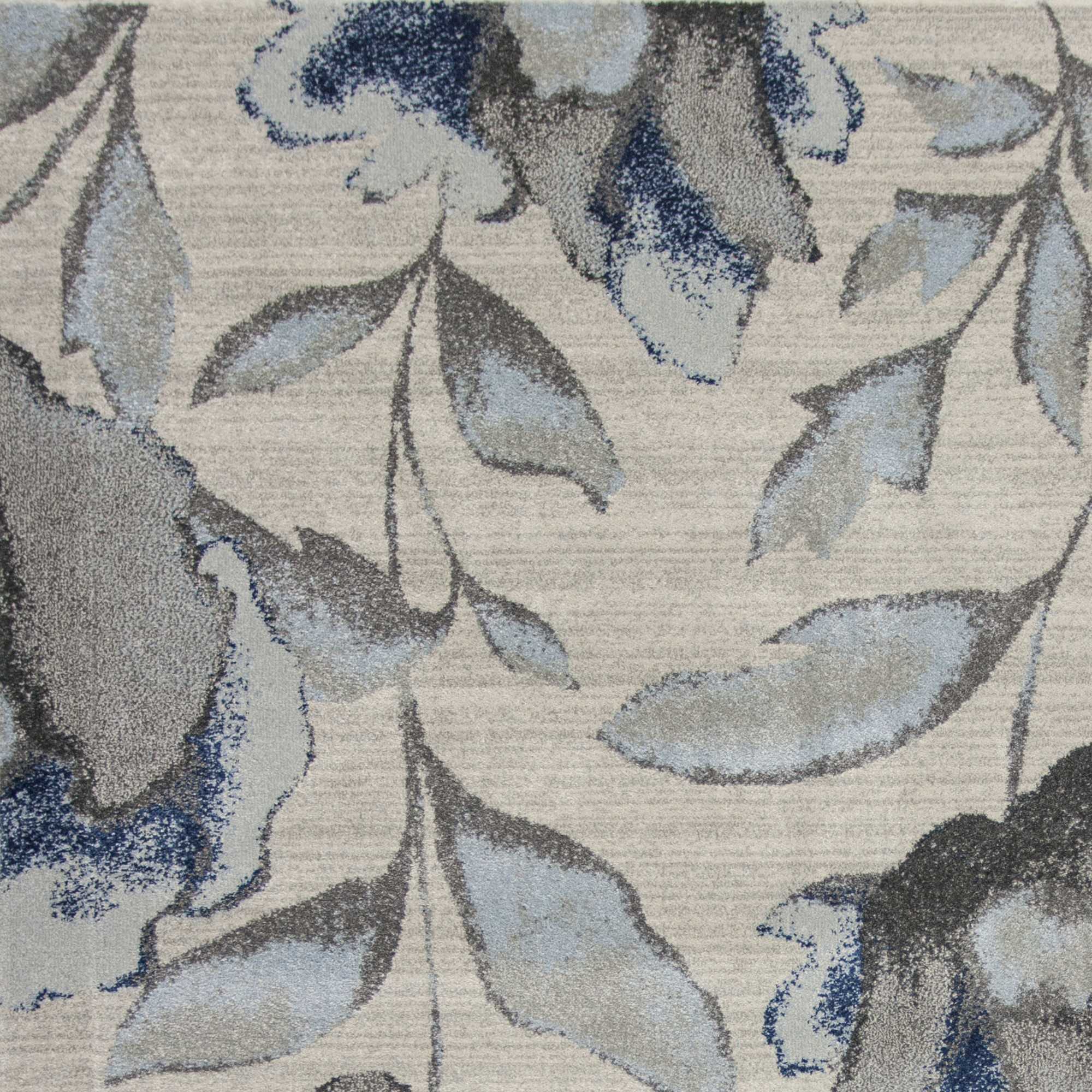 5' X 8' Grey Or Blue Floral Indoor Area Rug