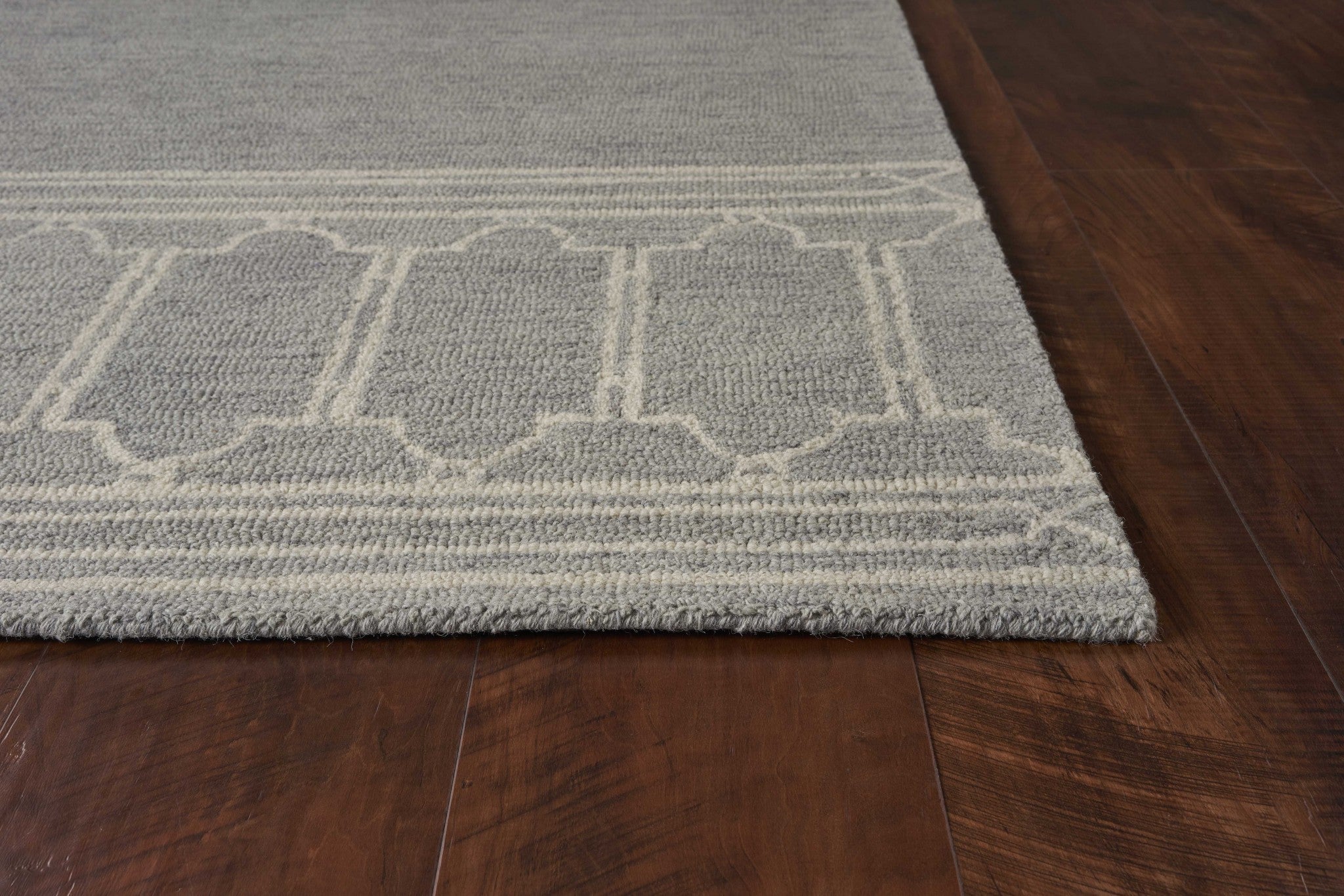 5' X 7' Grey Geometric Pattern Wool Indoor Area Rug