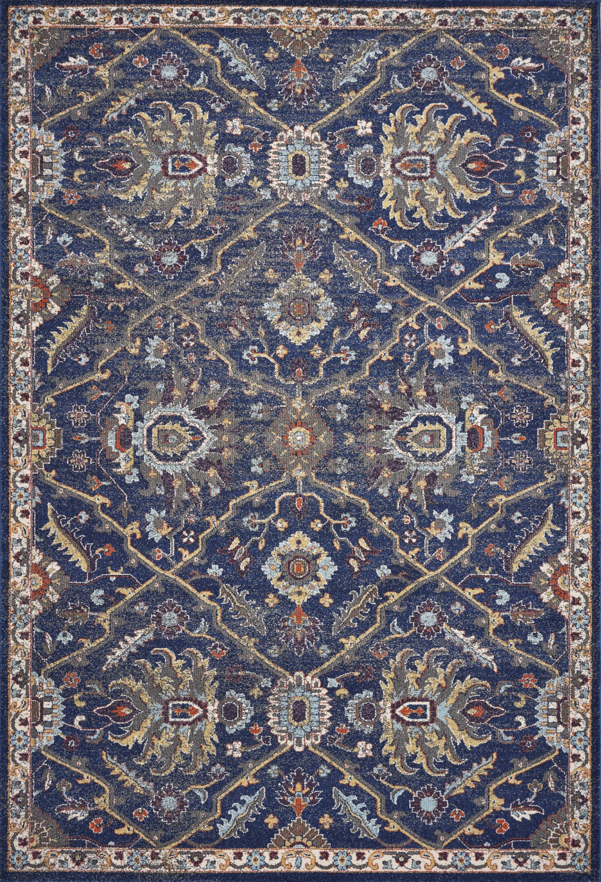 5'X8' Royal Blue Machine Woven Traditional Indoor Area Rug