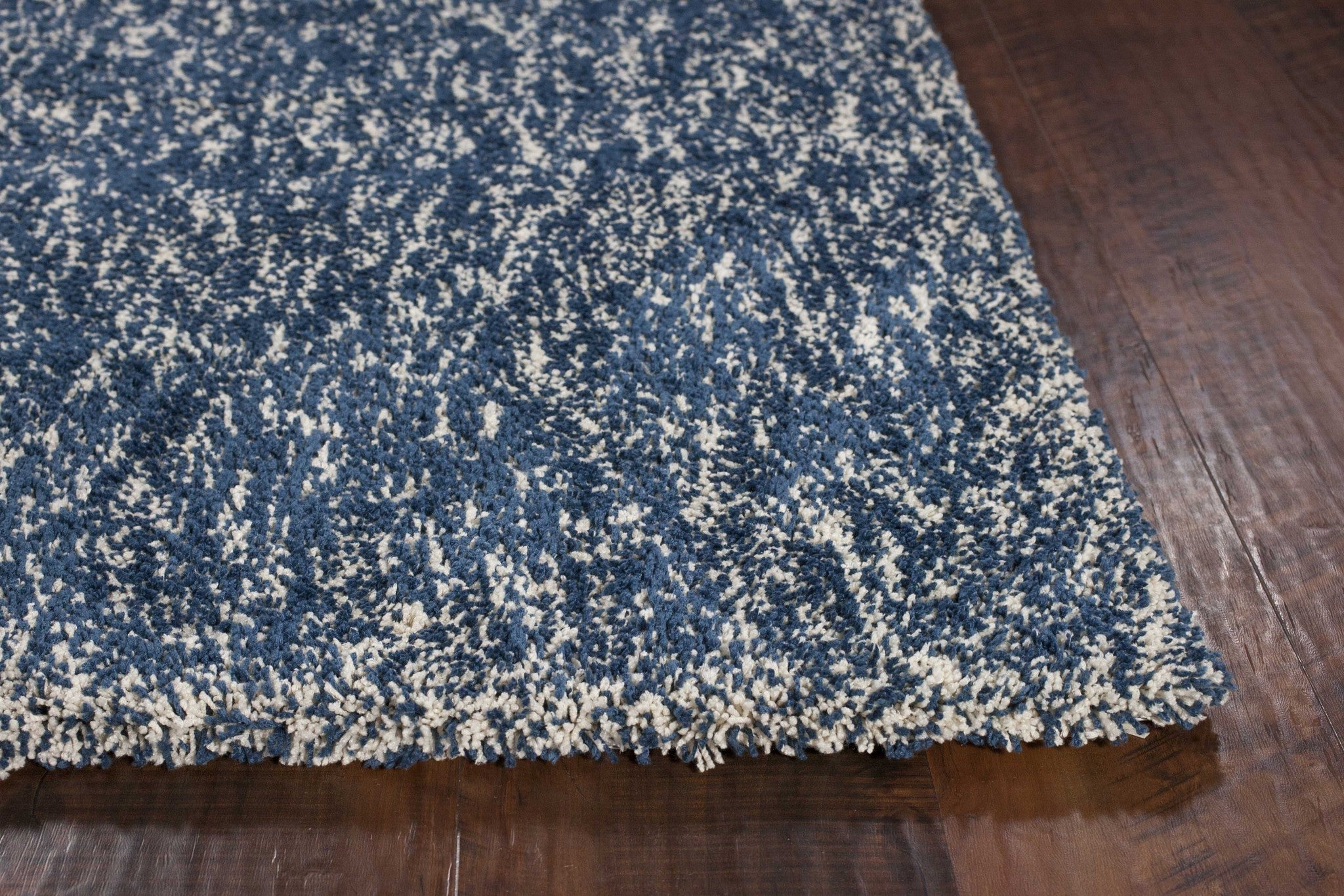 5'X7' Indigo Ivory Heather Indoor Shag Rug