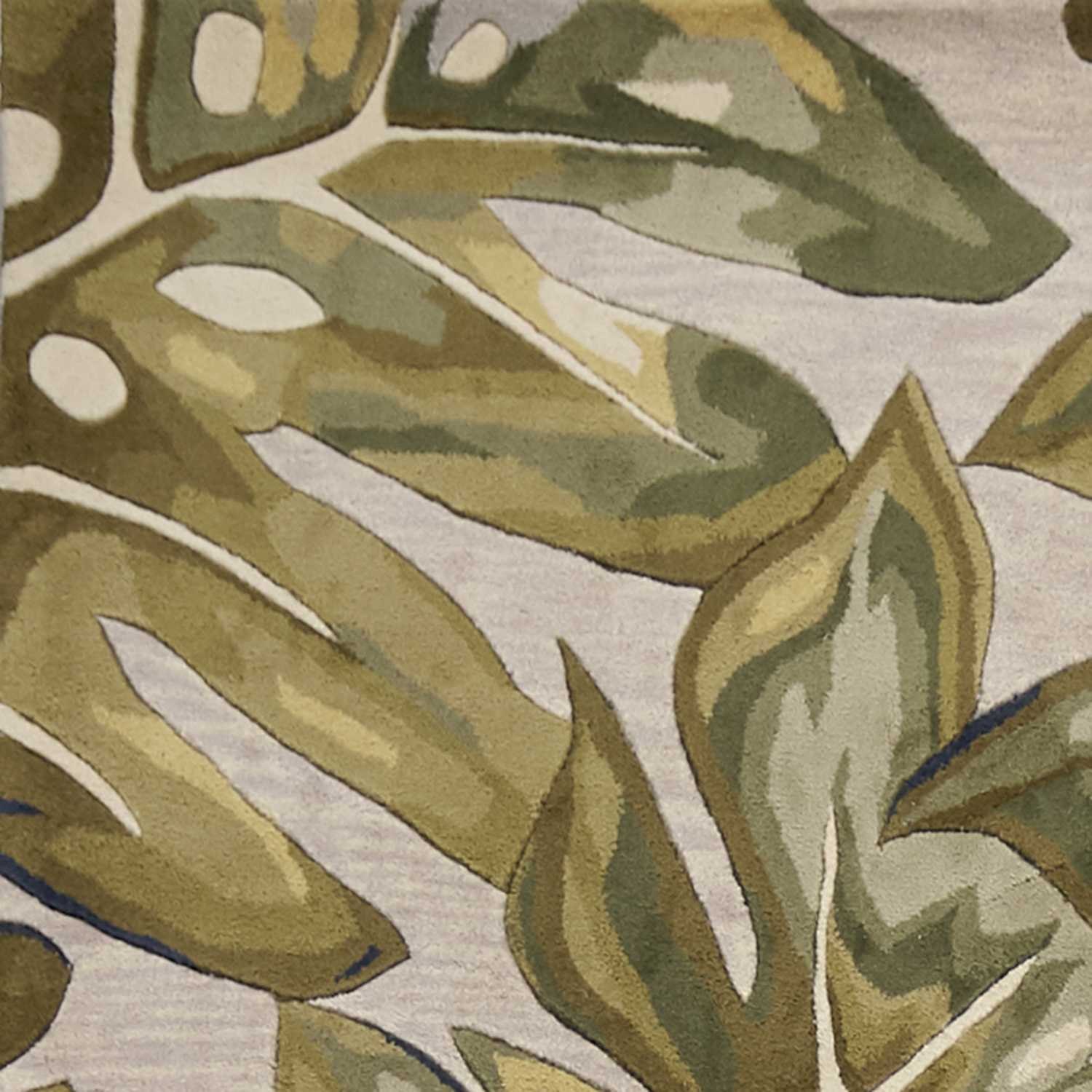 3'X5' Green Hand Tufted Oversized Tropical Leaves Indoor Area Rug