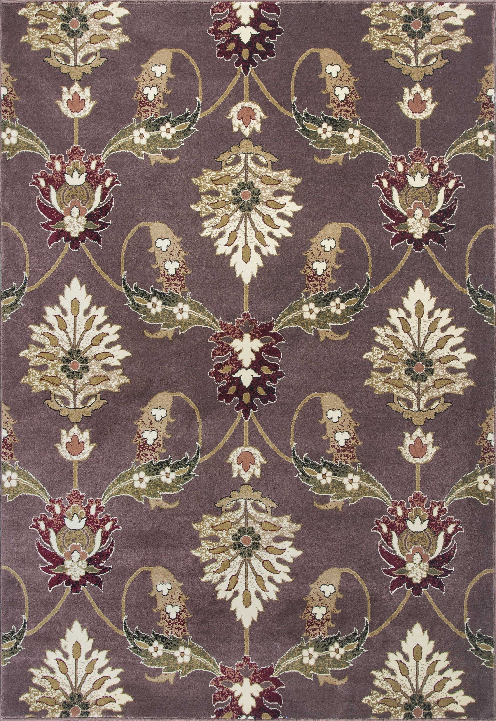 7' Octagon Plum Floral Vines Indoor Area Rug