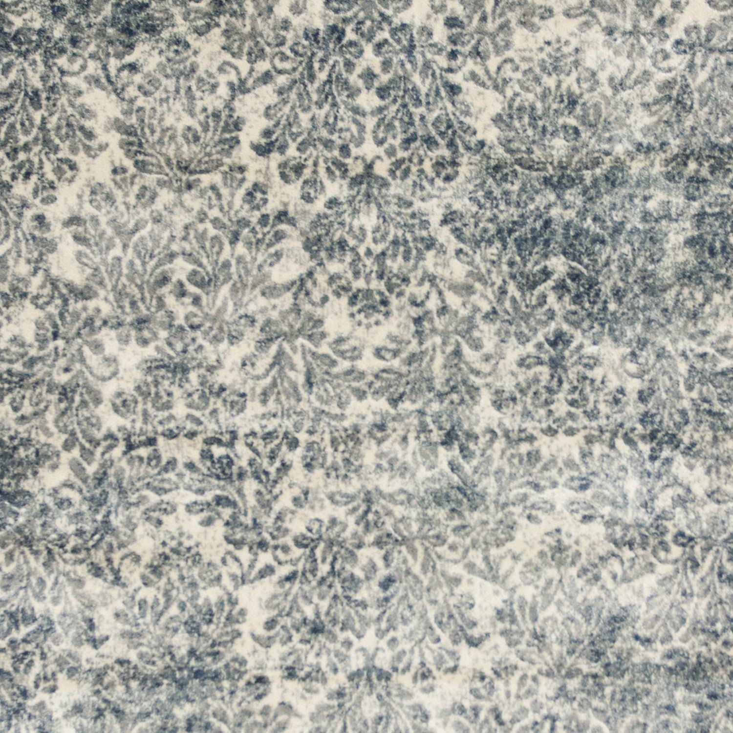 5'X8' Ivory Blue Machine Woven Damask Indoor Area Rug