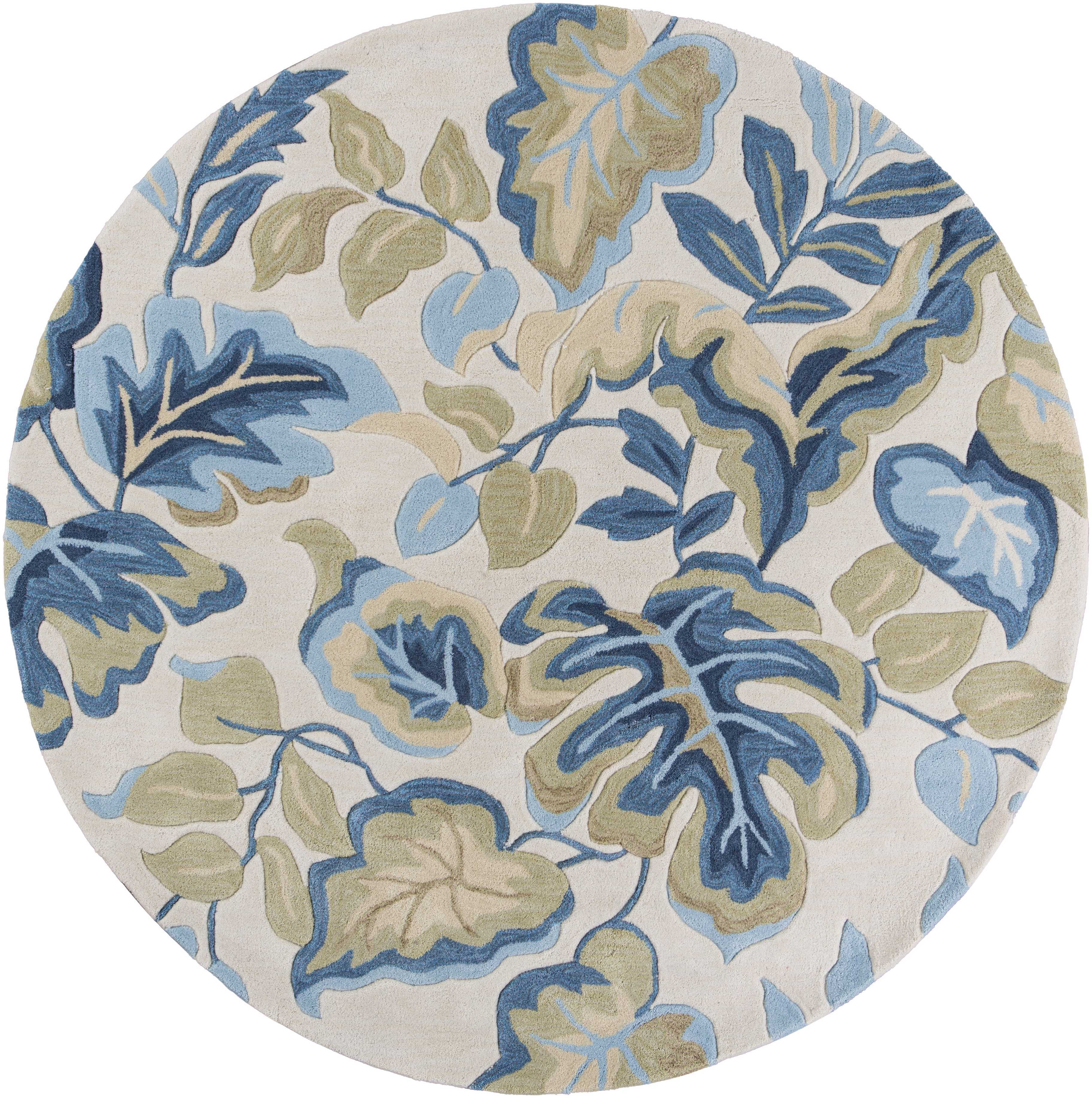 5'6 Round Polyester Ivory Area Rug