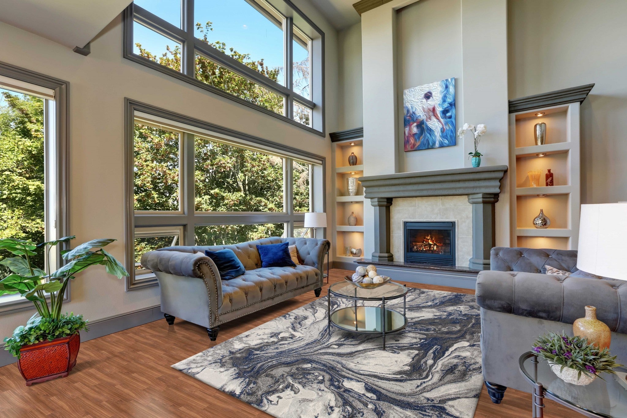 6' X 9' Grey Abstract Marble Design Indoor Area Rug