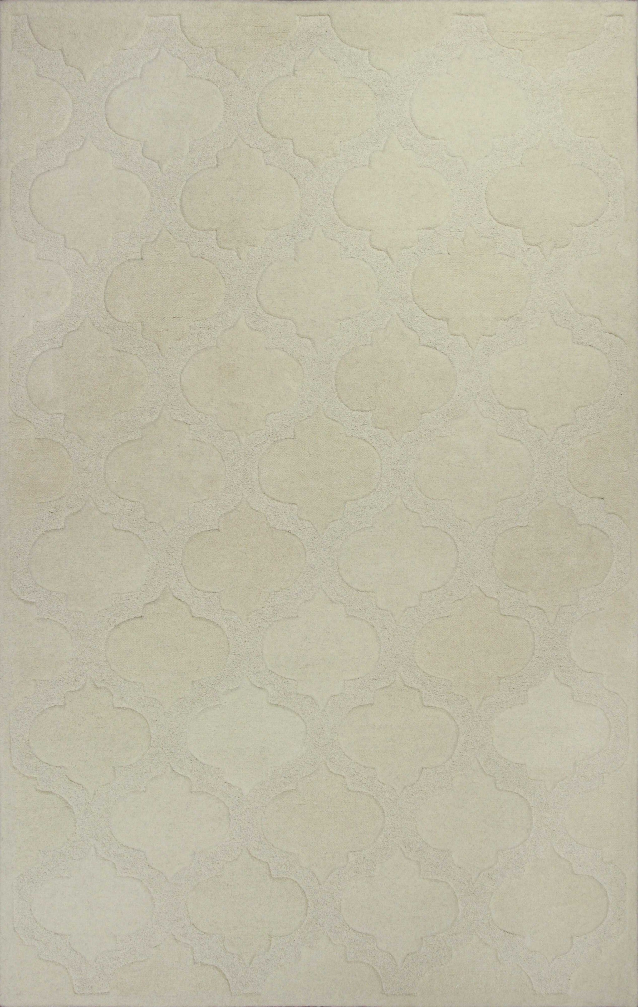5' X 8' Wool Ivory Area Rug