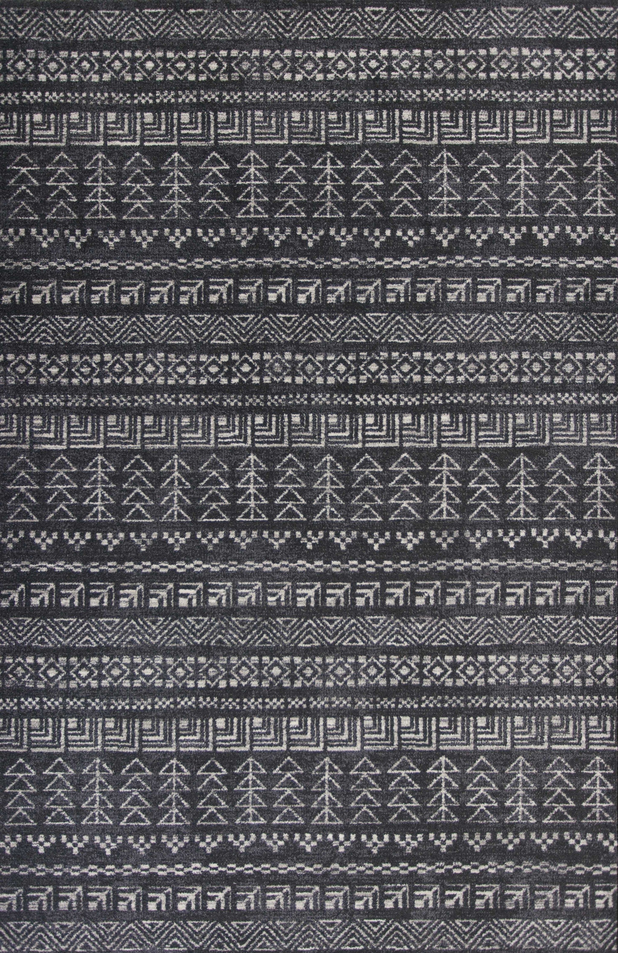 7' X 9' Charcoal Geometric Patterns Indoor Area Rug