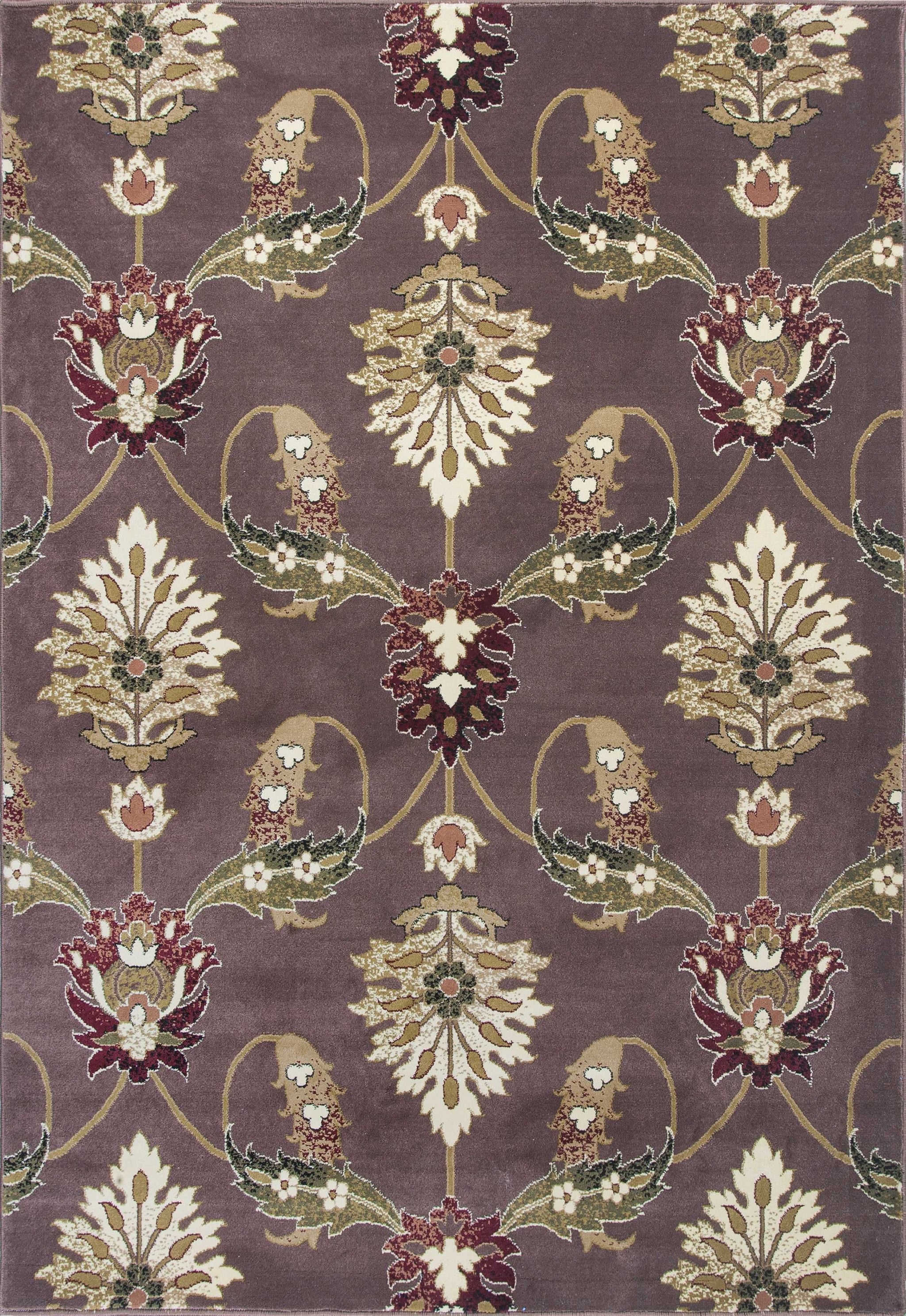 2'X3' Plum Machine Woven Floral Traditional Indoor Accent Rug