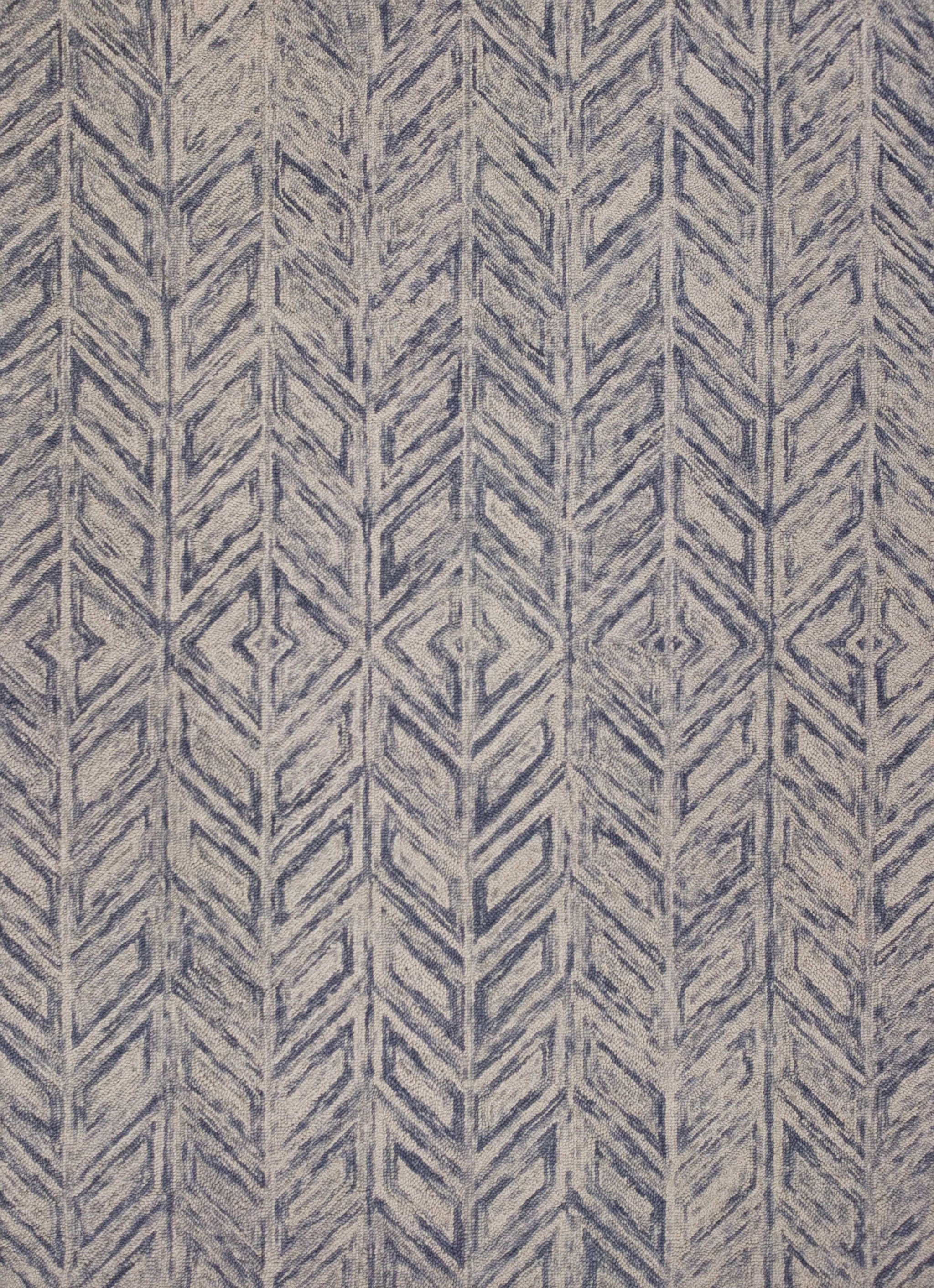 2'X4' Blue Hand Tufted Herringbone Indoor Accent Rug