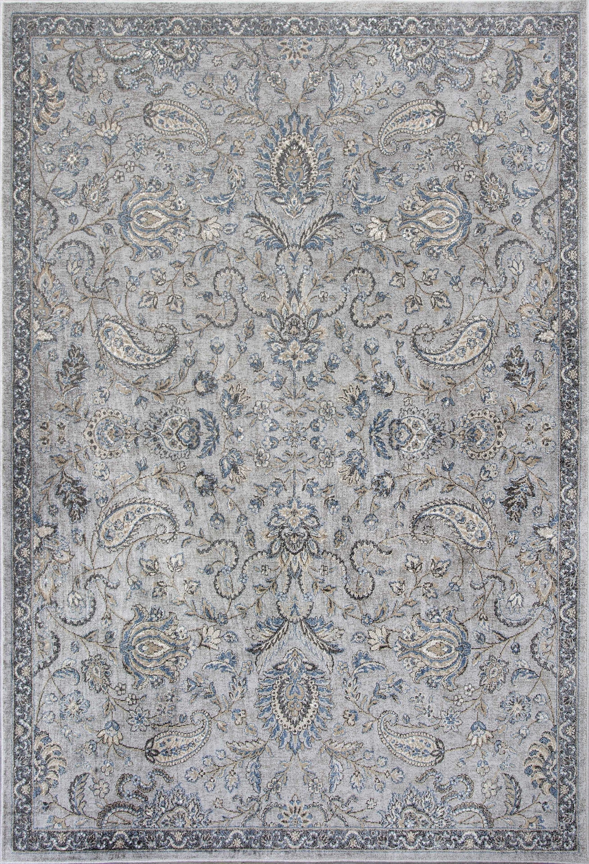 2'X4' Silver Blue Machine Woven Paisley Indoor Accent Rug