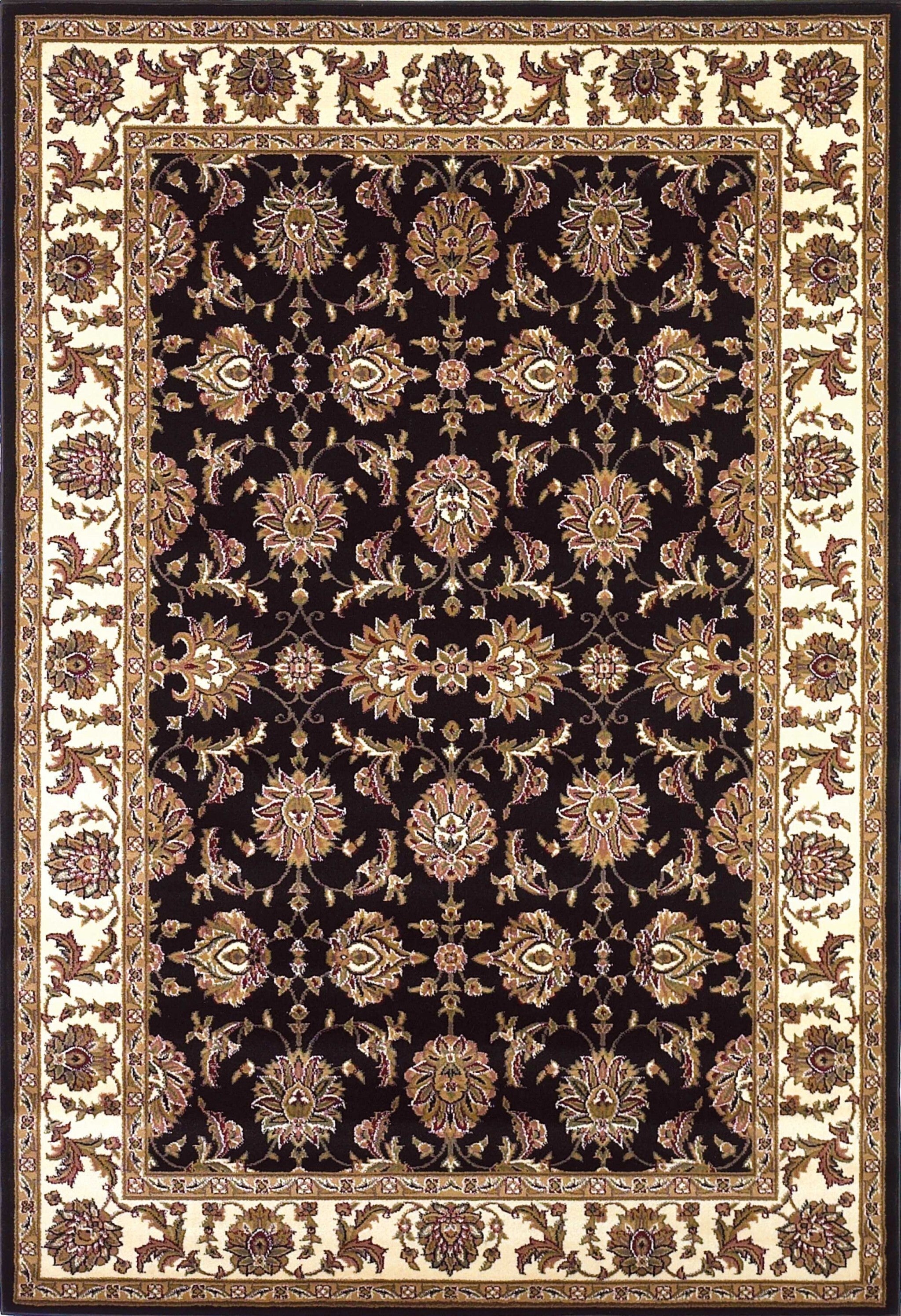 3'X5' Black Ivory Machine Woven Floral Traditional Indoor Area Rug