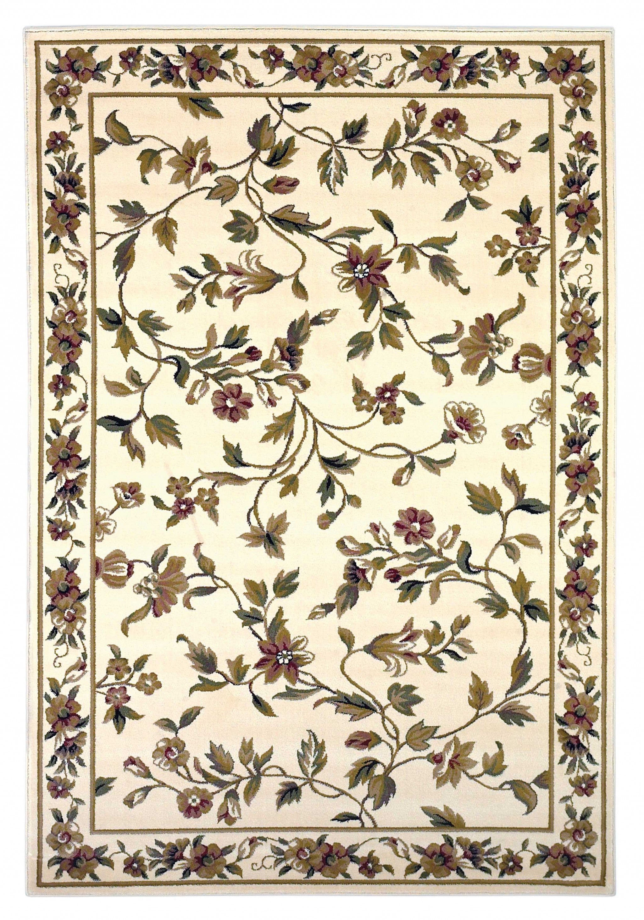 2' X 8' Ivory Floral Vine Runner Rug