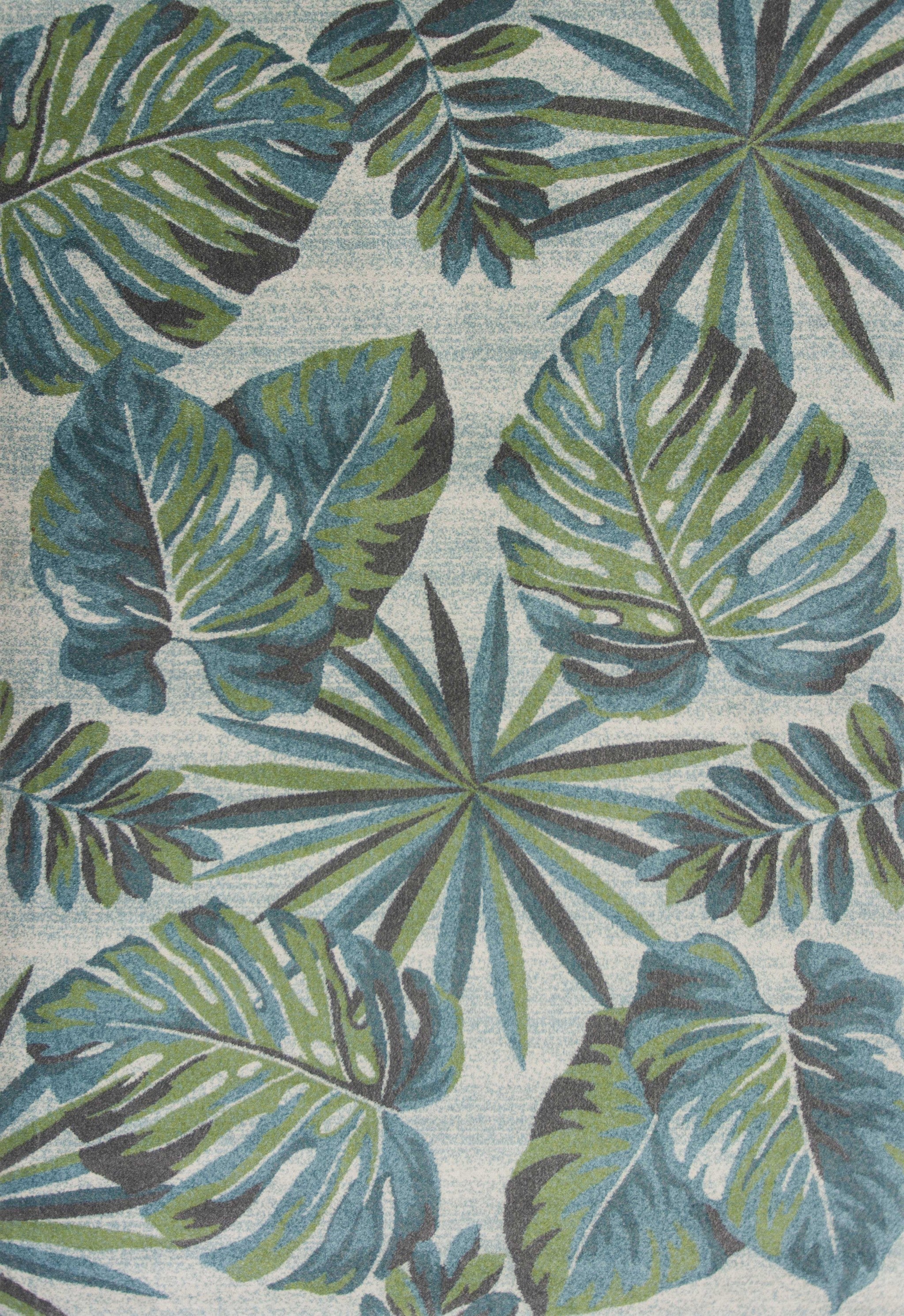 3' X 5' Teal Or Green Tropical Polypropylene Area Rug