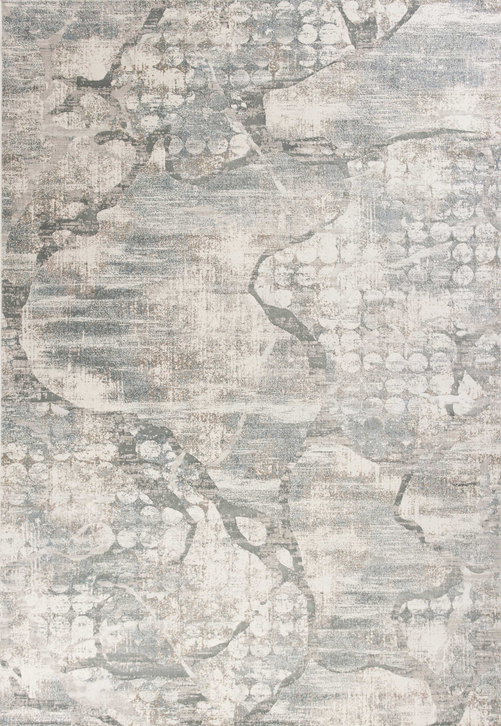 3' X 5' Ivory And Mist Abstract Area Rug