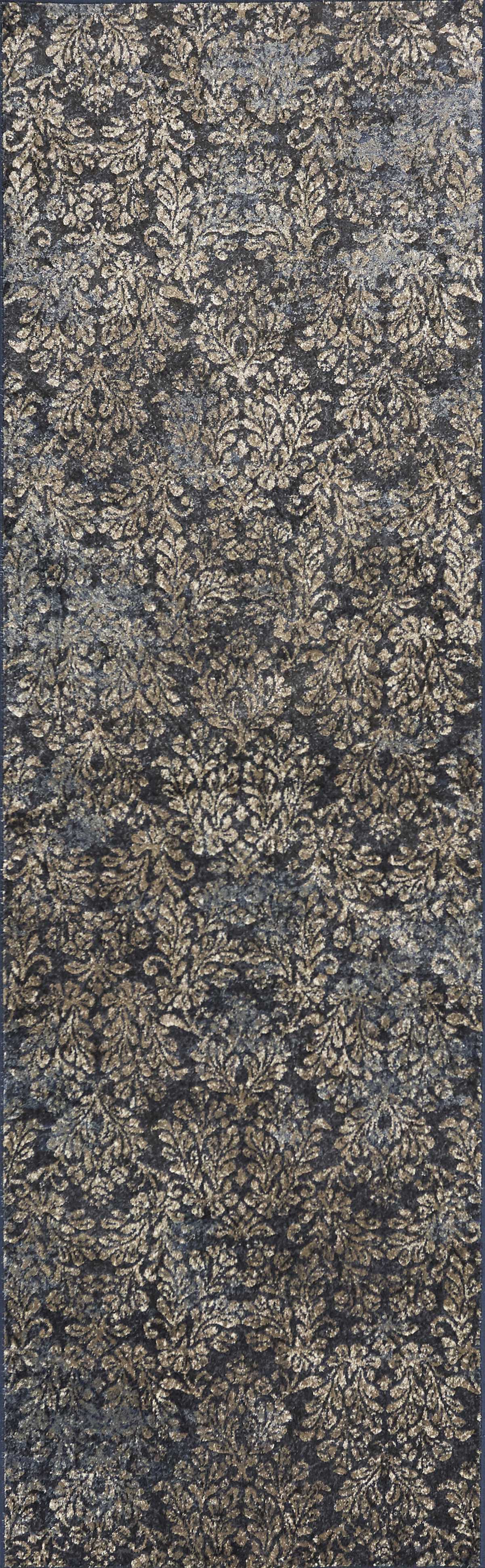 2' X 7' Slate Blue Ancient Viscose Runner Rug