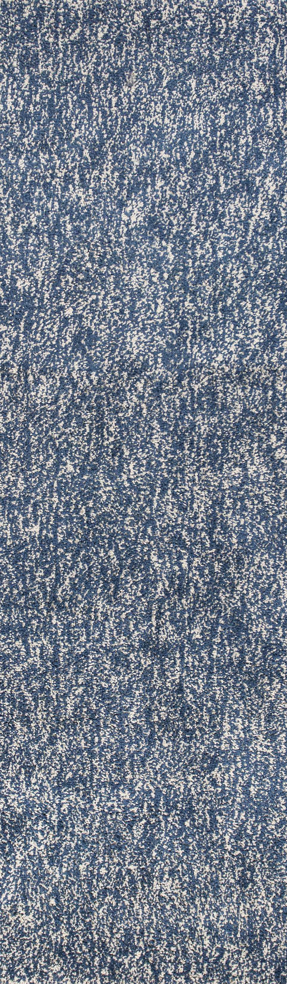 8' Indigo Or Ivory Heather Plain Runner Rug