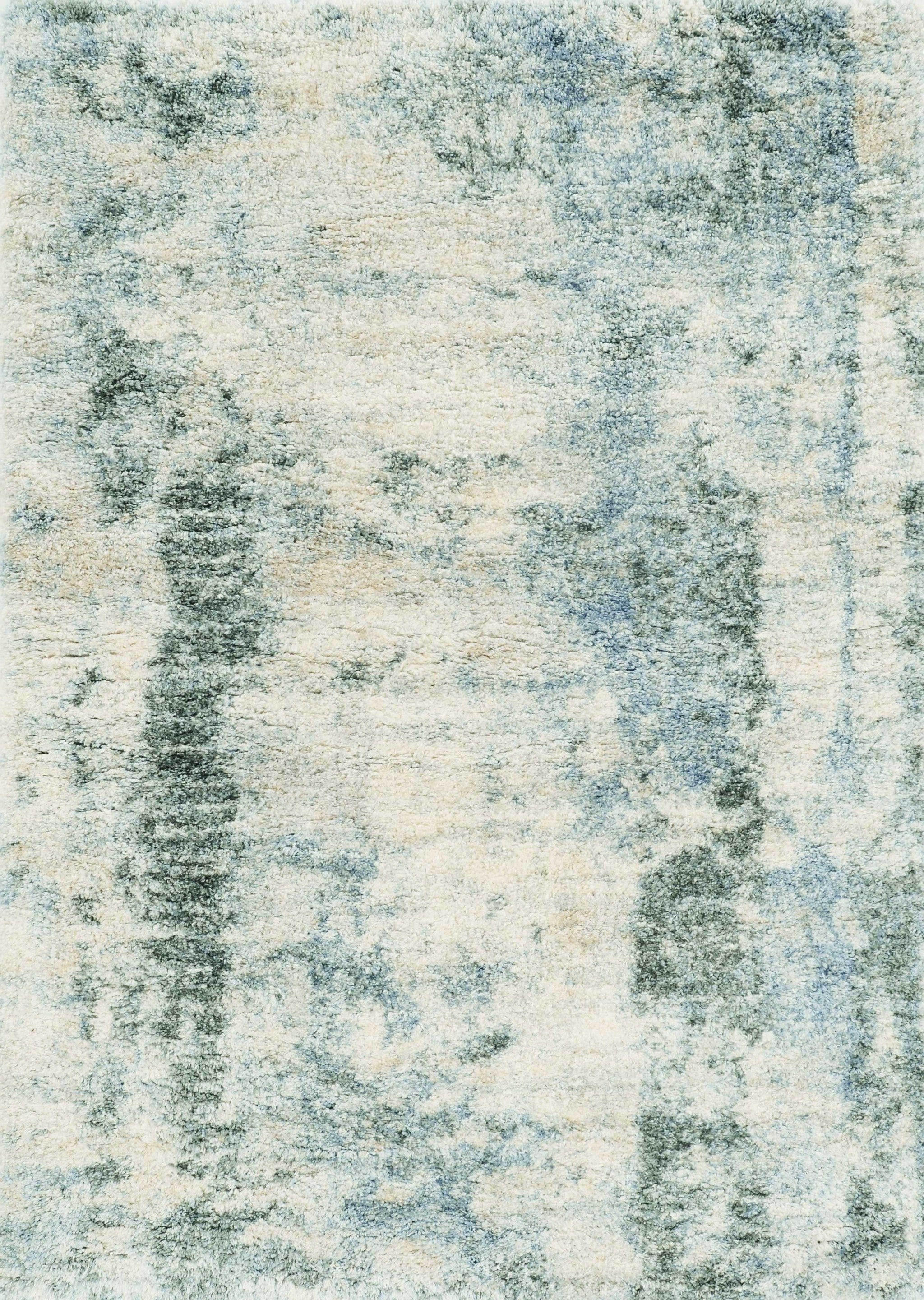 4'X6' Ivory Blue Machine Woven Abstract  Indoor Area Rug