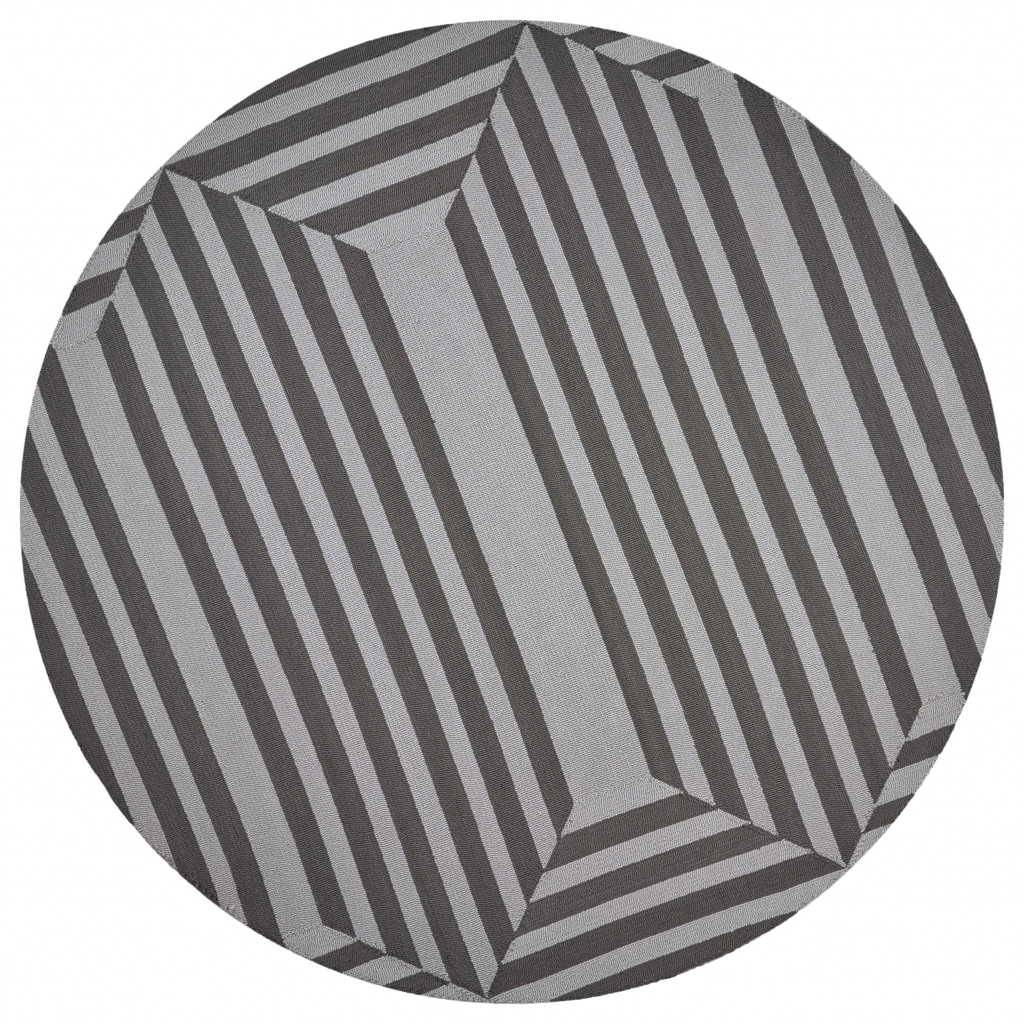 7' Round  Uv Treated Polypropylene Charcoal Area Rug