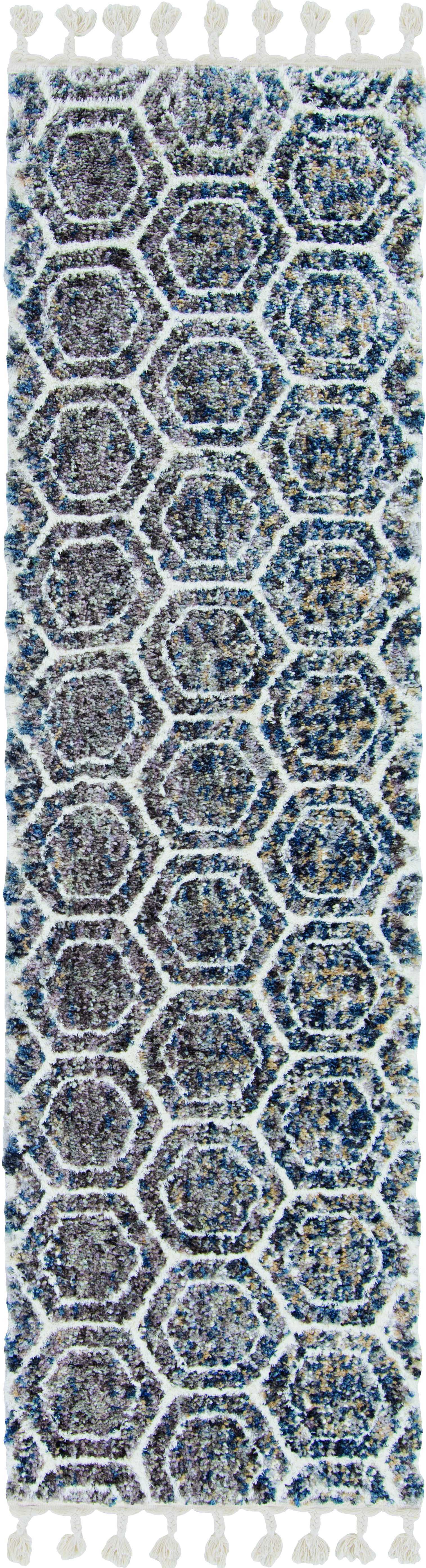 5'X8' Grey Ivory Machine Woven Space Dyed Geometric Bohemian Indoor Area Rug