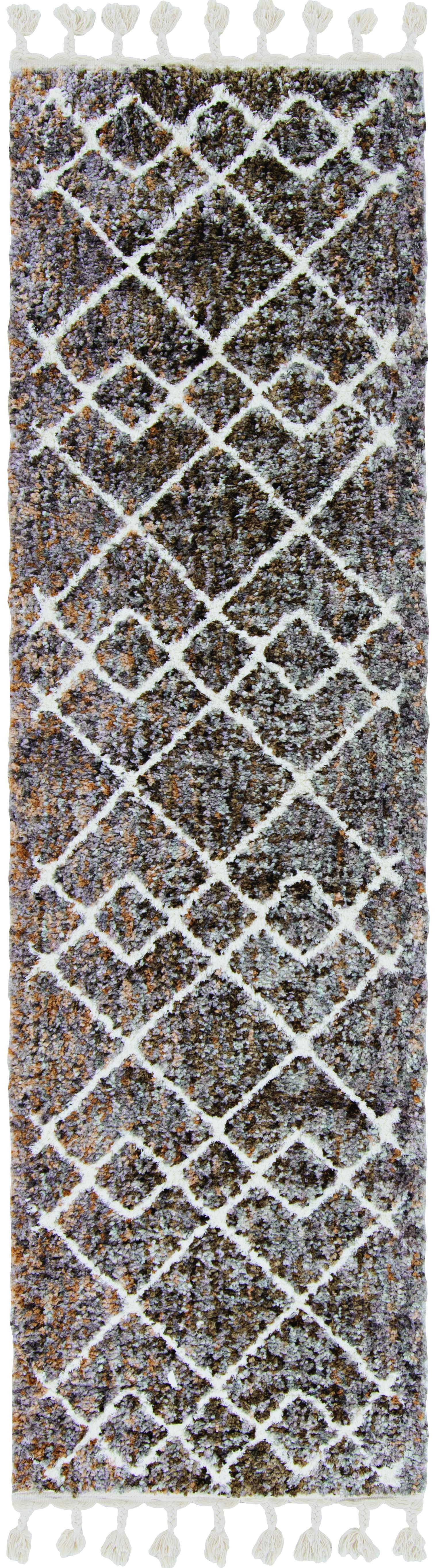 8'X11' Mocha Brown Machine Woven Space Dyed Geometric Diamond Pattern Indoor Area Rug