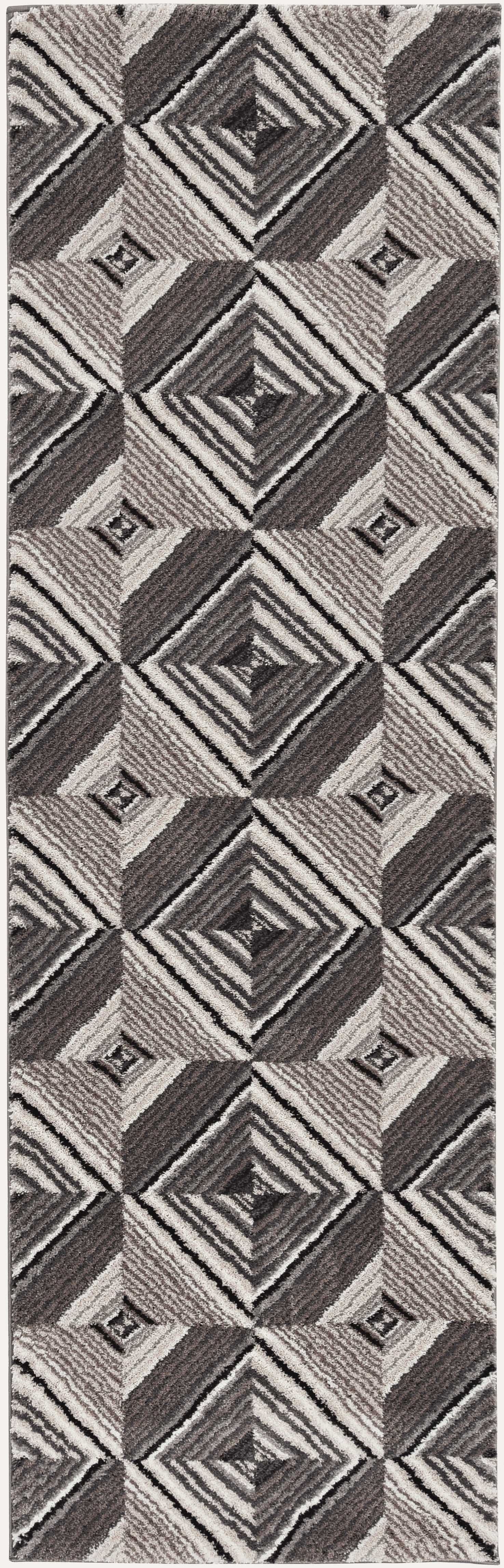 3' X 5' Grey Or Mocha Geometric Tiles Rug