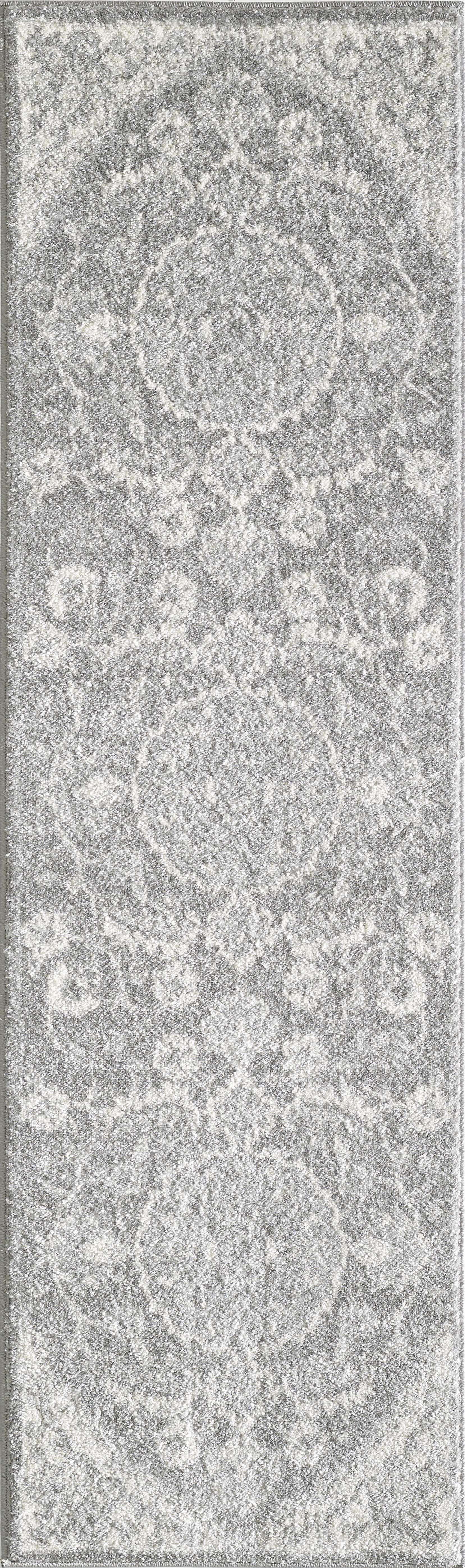 9'X12' Grey Distressed Floral Medallion Area Rug