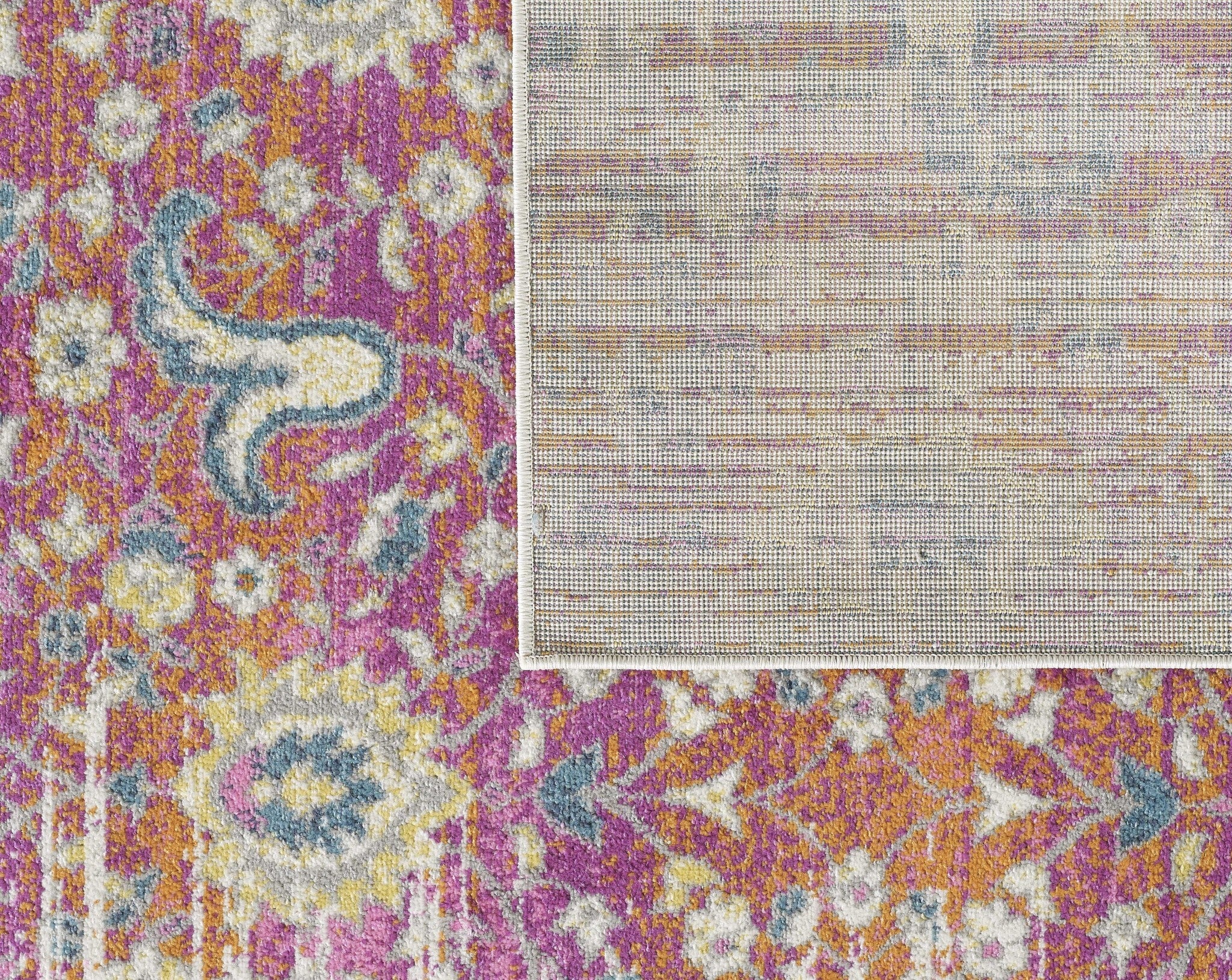 8'X10' Sunset Orange Machine Woven Distressed Floral Indoor Area Rug