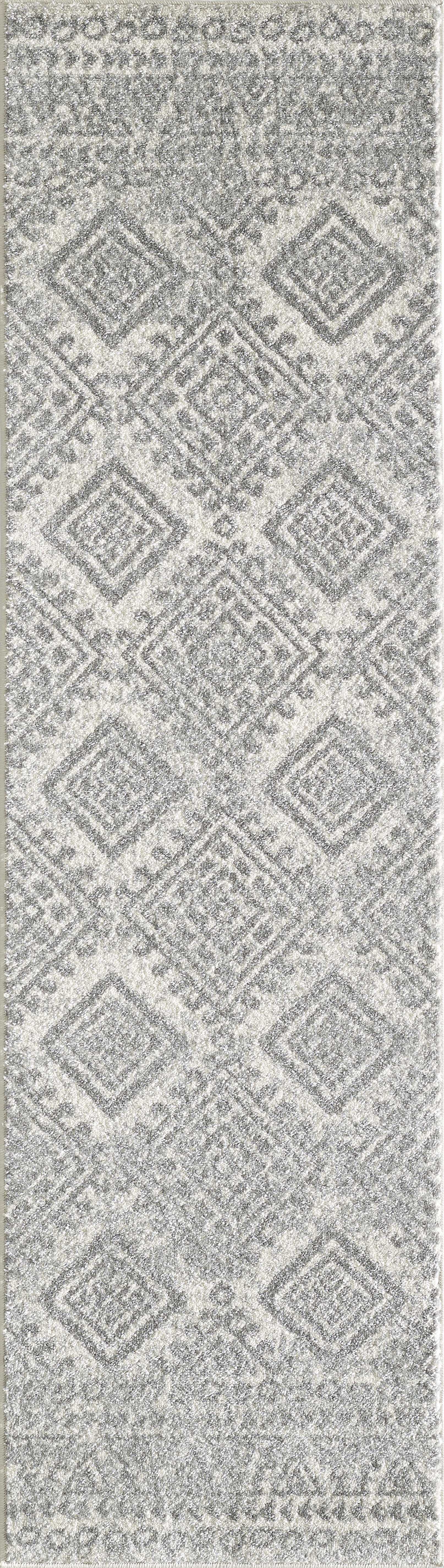 7' X 9' Ivory Or Grey Geometric Diamonds Indoor Area Rug