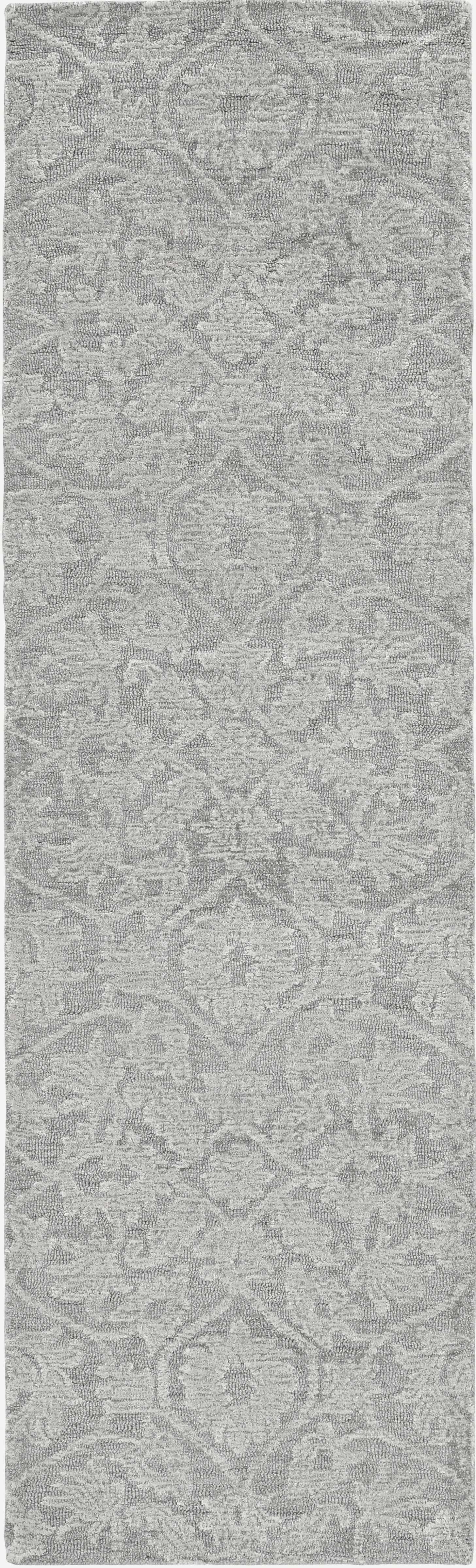 8'X11' Grey Hand Tufted Space Dyed Ogee Indoor Area Rug