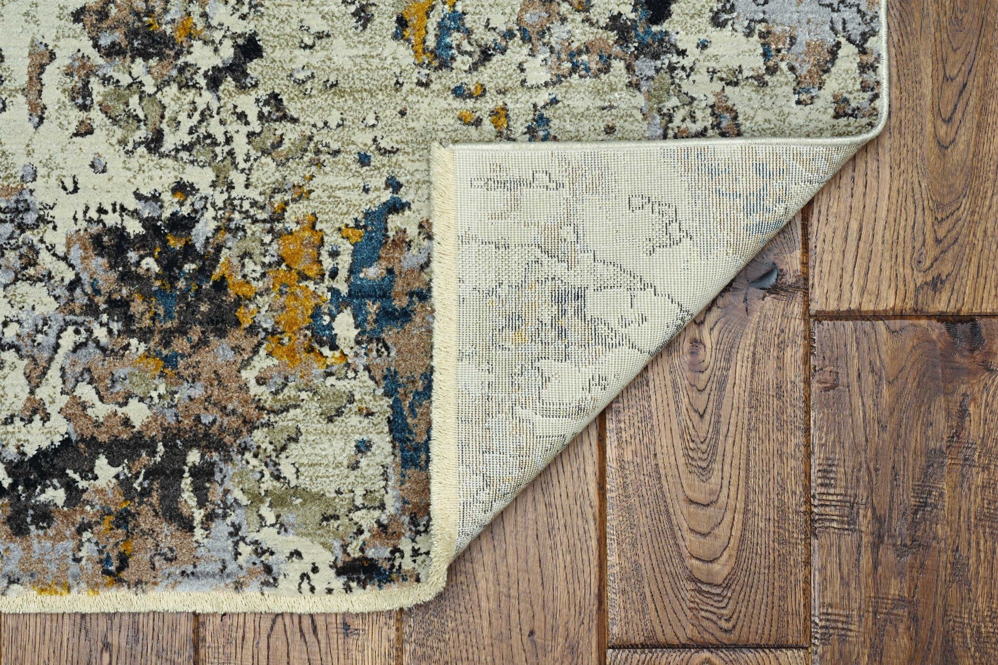 5'X8' Silver Machine Woven Abstract Indoor Area Rug