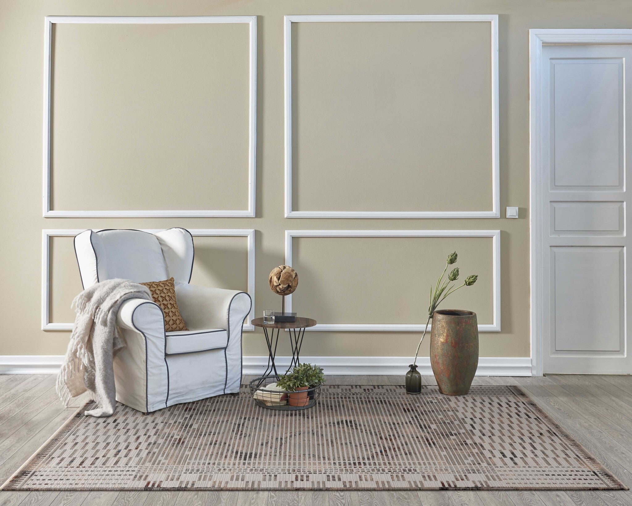 9'X13' Natural Beige Machine Woven Abstract Lines Indoor Area Rug