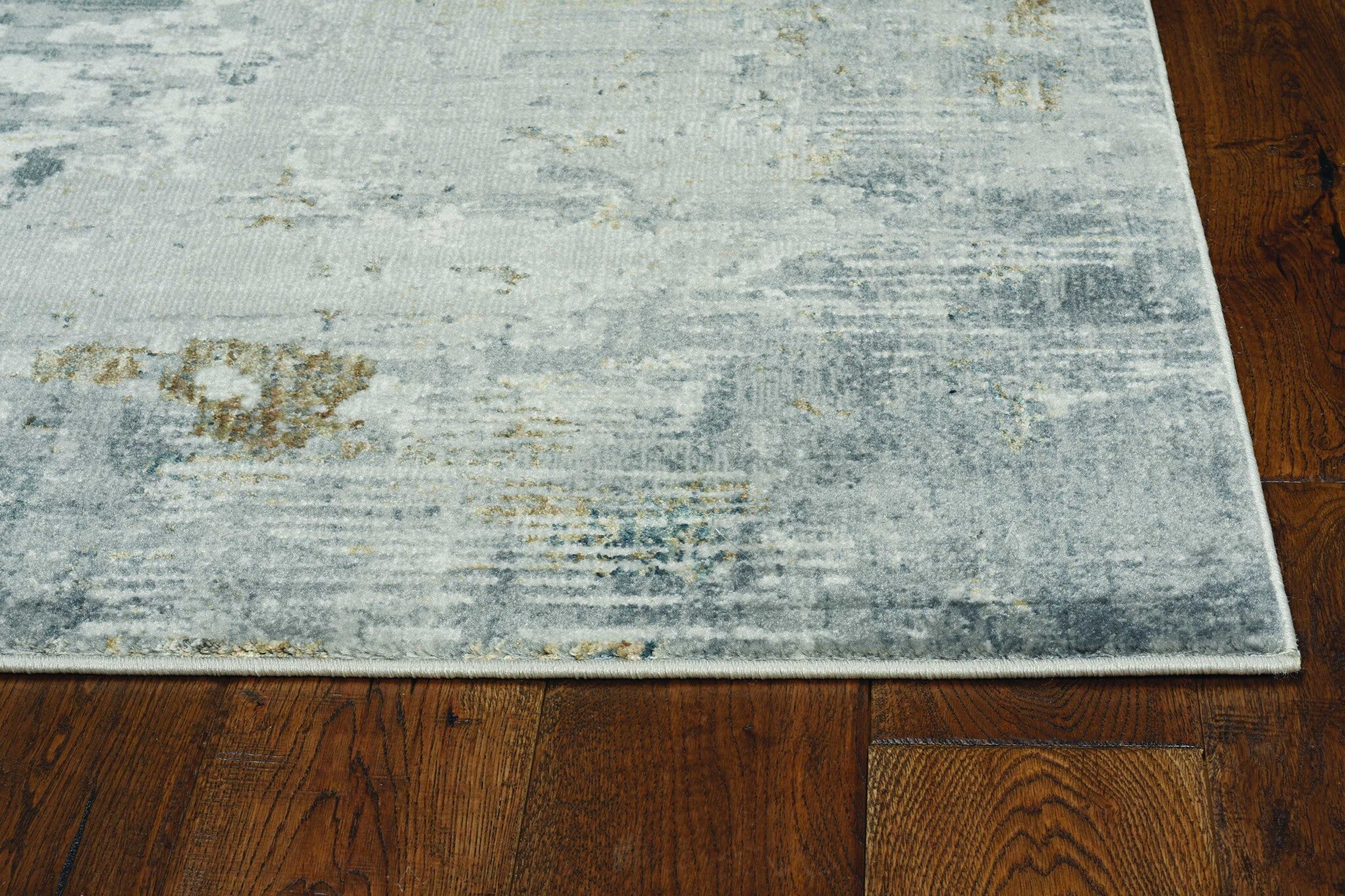 7' Grey Machine Woven Abstract Brushstrokes Indoor Runner  Rug