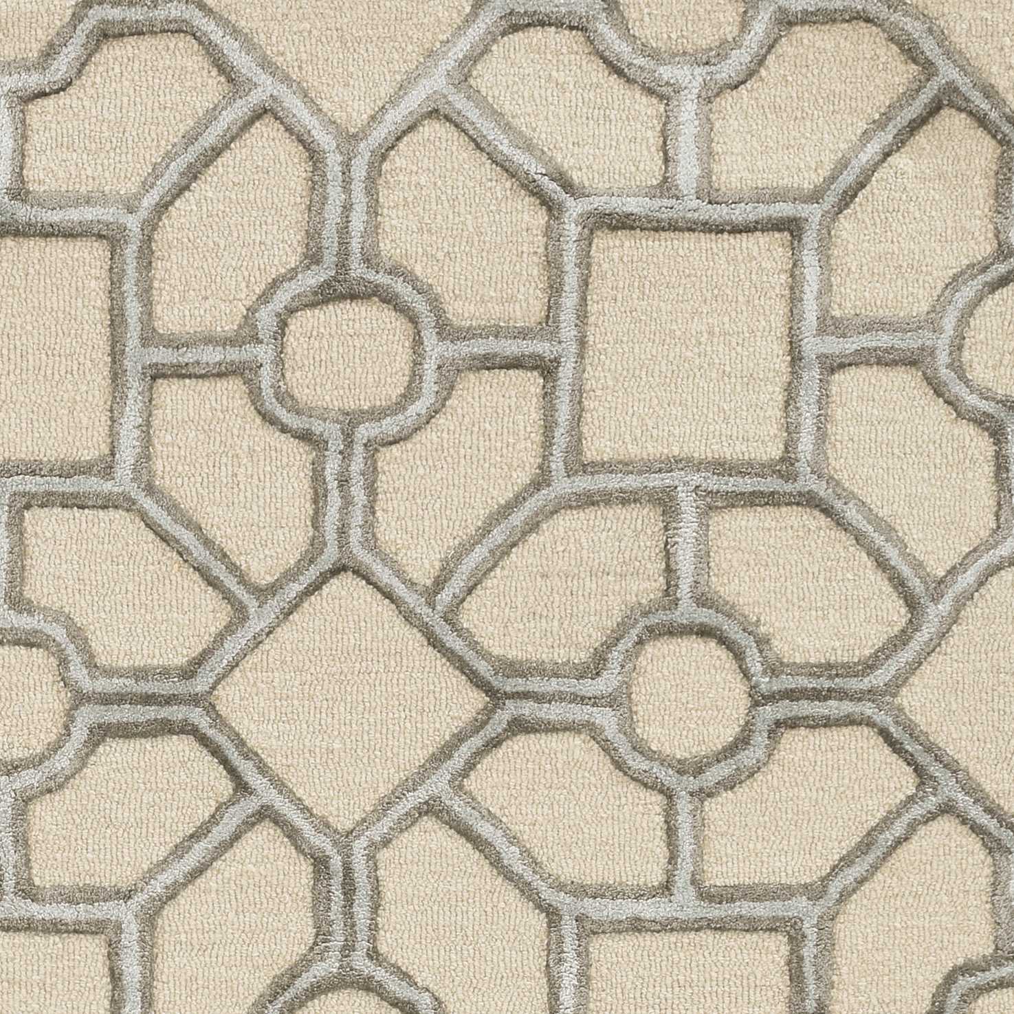 9'X13' Beige Hand Tufted Geometric Shapes Indoor Area Rug