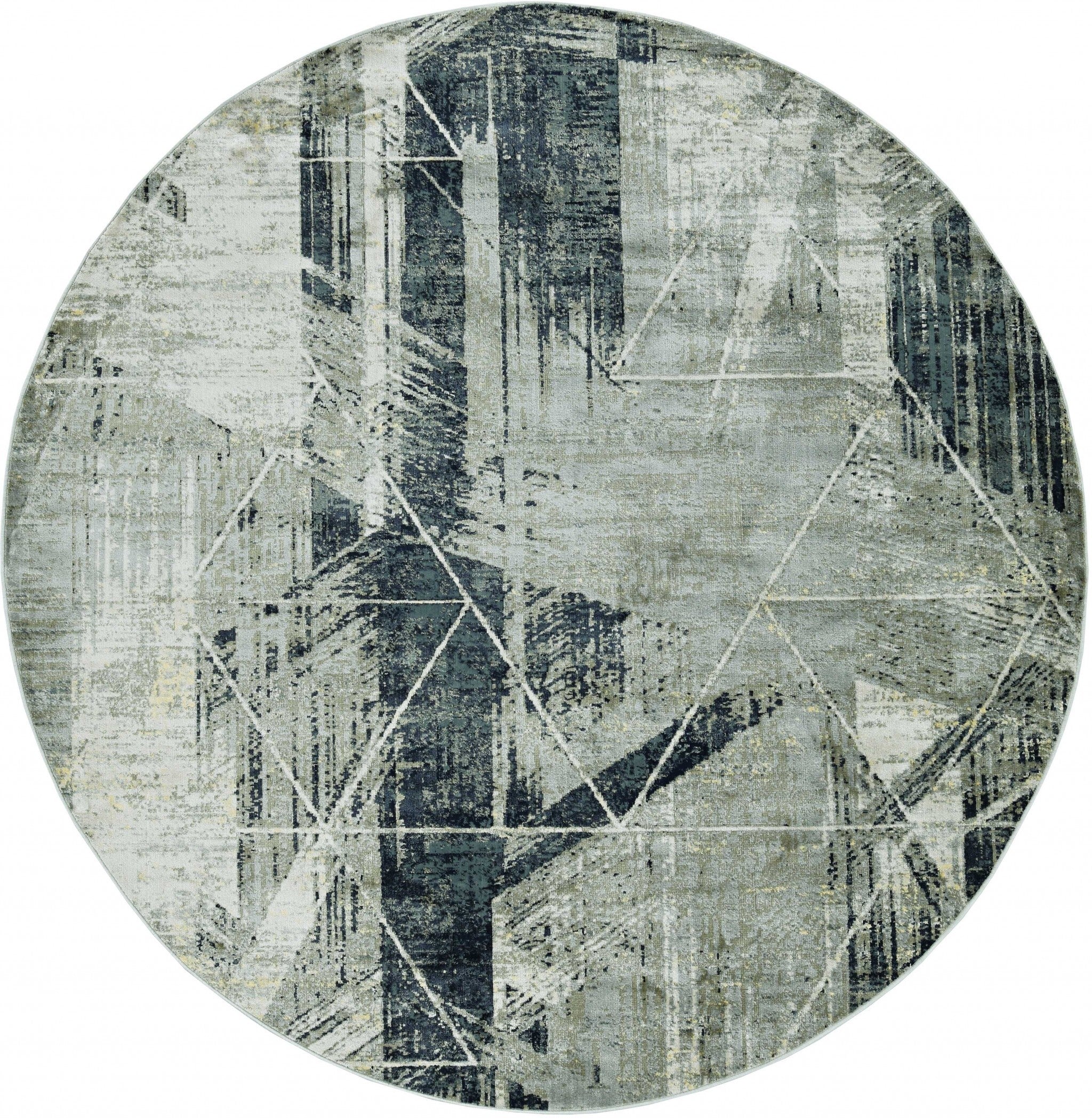 8'X11' Grey Machine Woven Abstract Geometric Indoor Area Rug