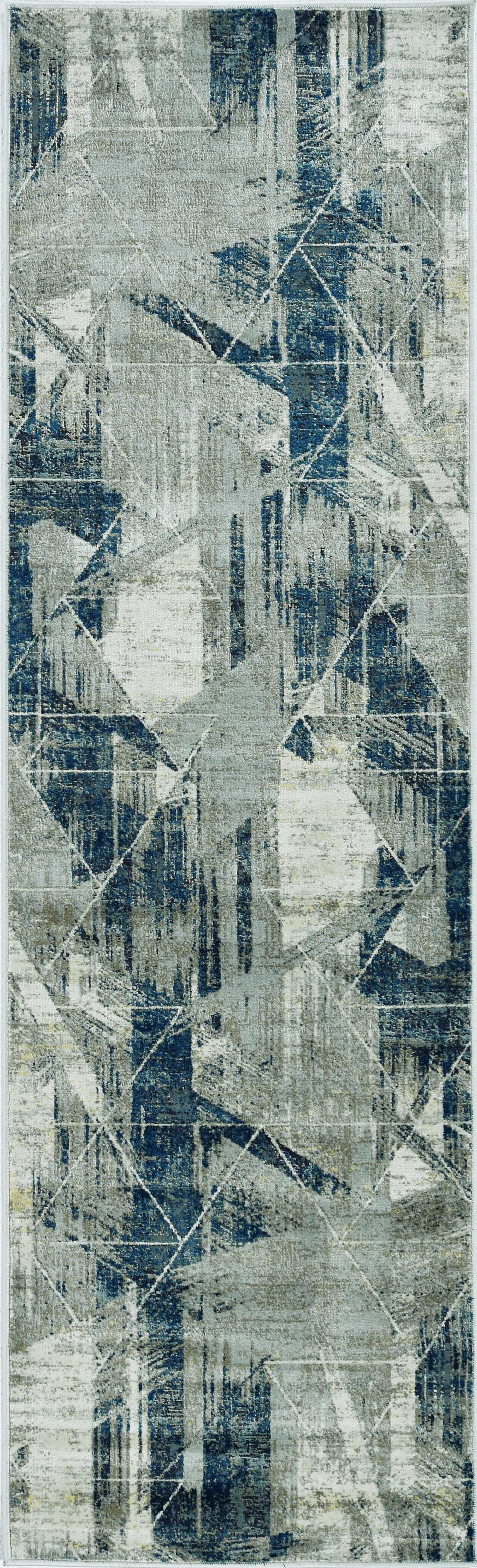 91 X 130 Greyor Blue Polyester Or  Viscose Rug