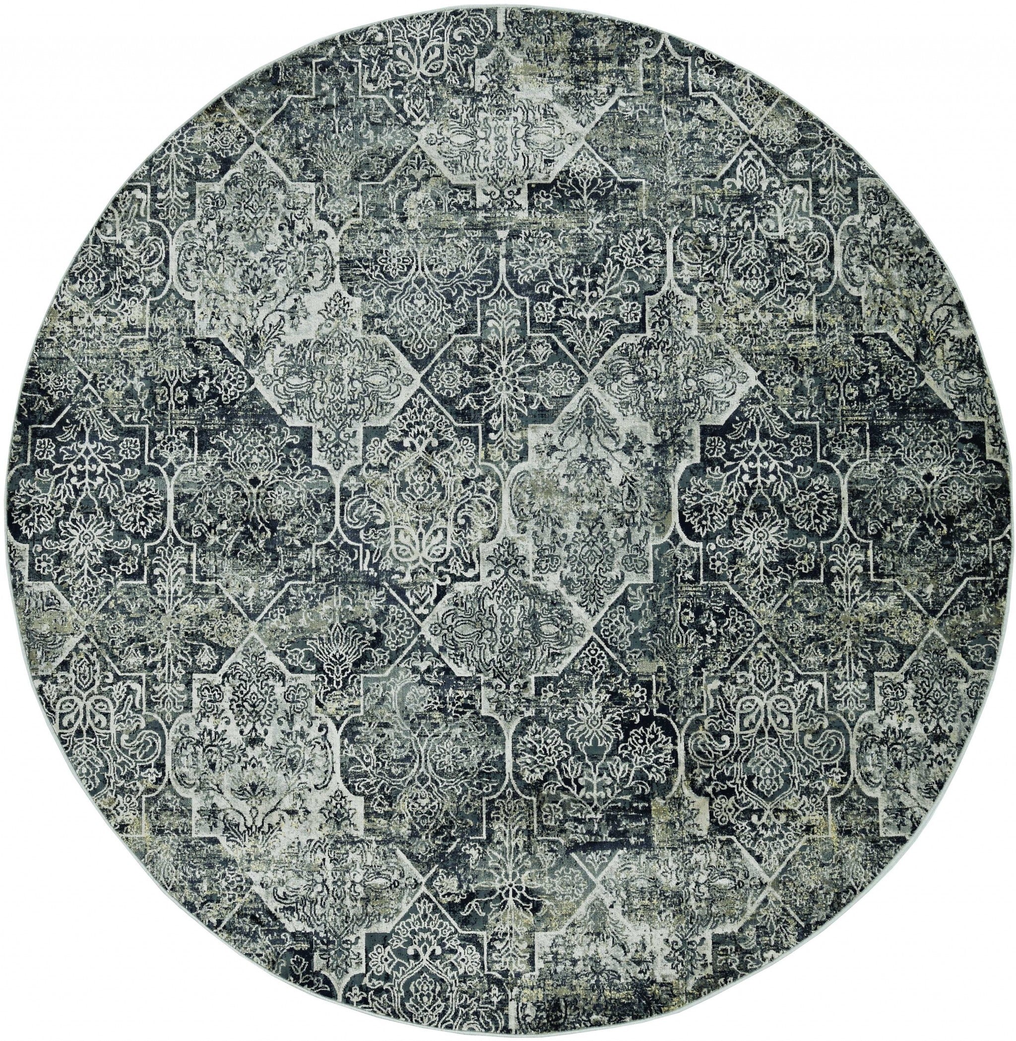 63 X 91 Grey Polyester Or  Viscose Rug