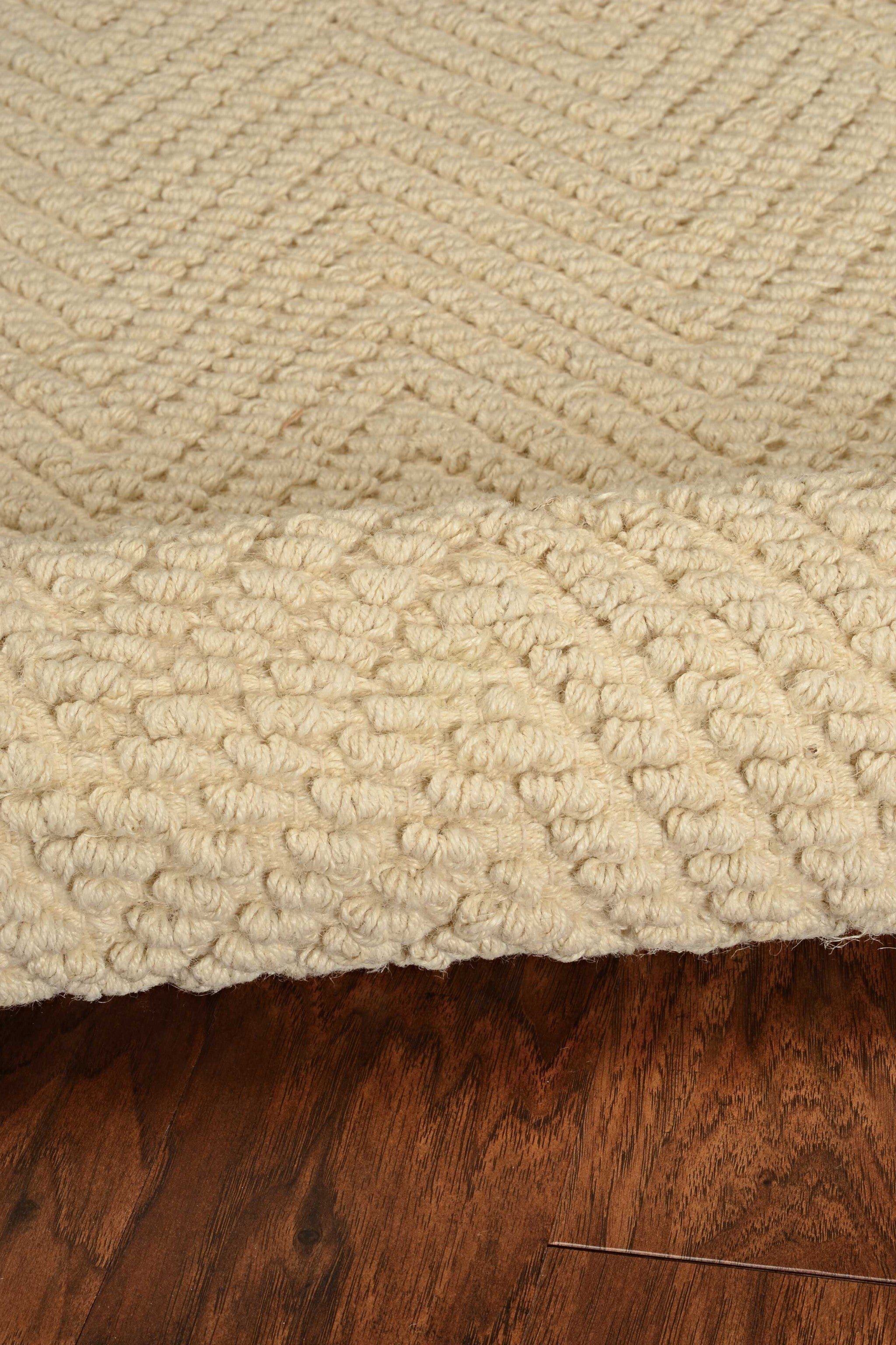 5'X8' Ivory Herringbone Hand Woven Jute Indoor Area Rug