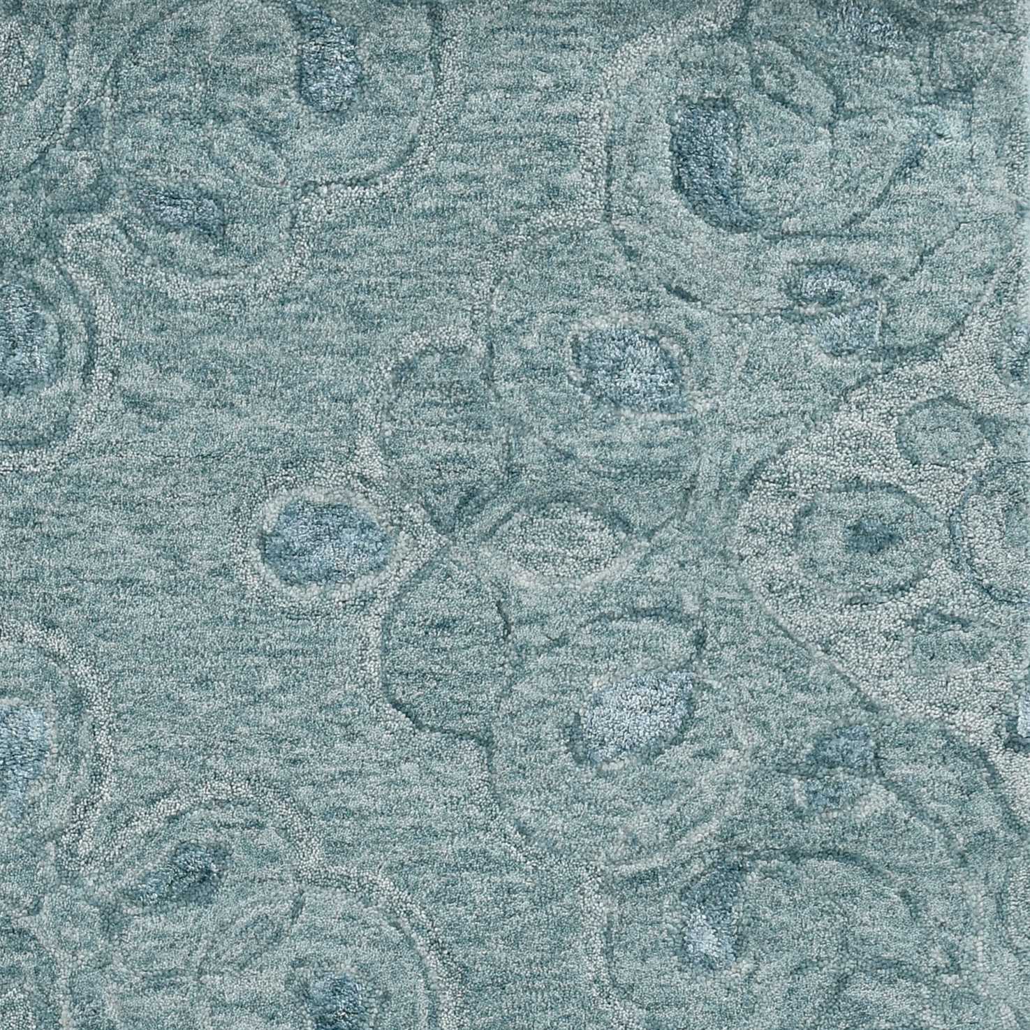 5'X7' Seafoam Blue Hand Tufted Floral Indoor Area Rug